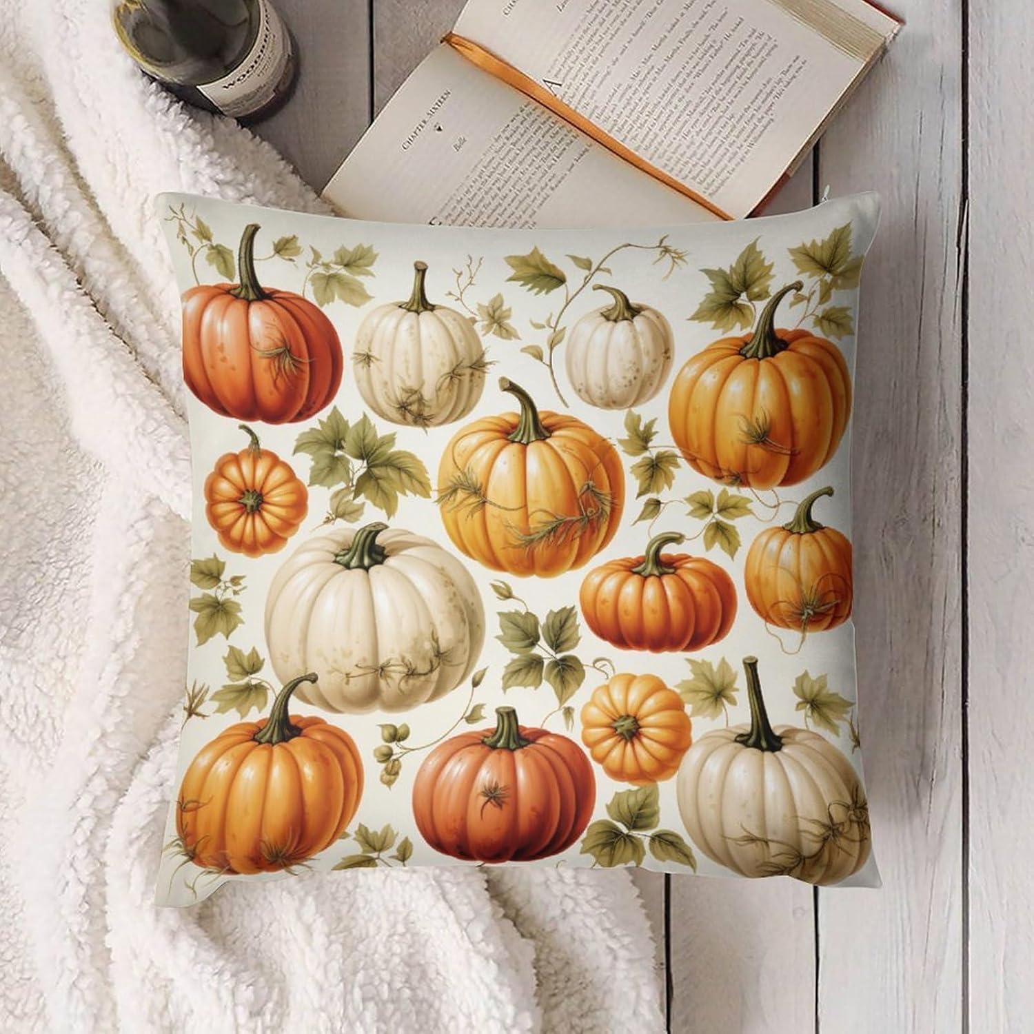 Cojines Decorativos Para Sala 26 x 26 pulgadas, fundas cuadradas decorativas de calabaza de cosecha de otoño para decoración del hogar, otoño, día