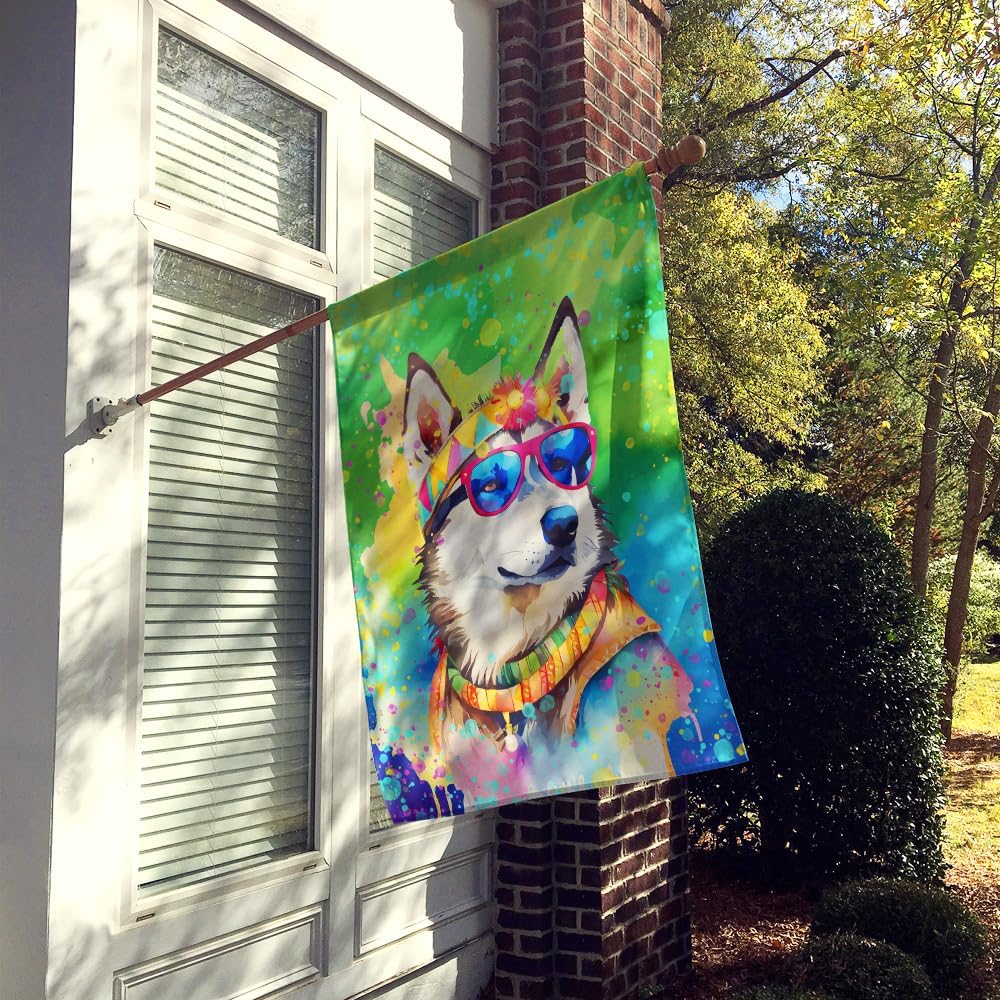 Caroline’s Treasures DAC2564CHF Siberian Husky Hippie Dawg House Flag Large Porch Sleeve Pole Decorative Outside Yard Banner Artwork Wall Hanging,