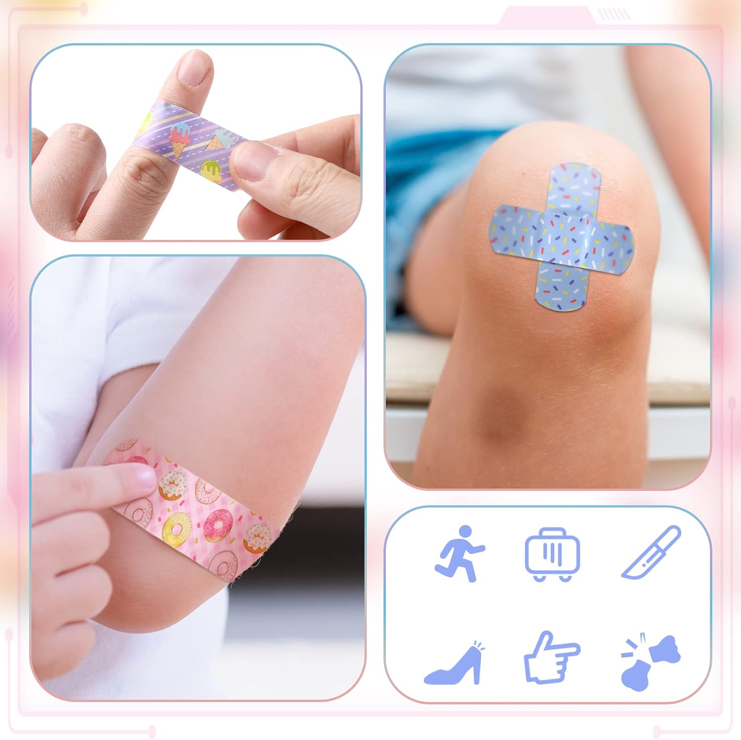 120 vendajes de 20 estilos para niños, lindos vendajes flexibles de dibujos animados, impermeables, transpirables, tiras que protegen cortes y