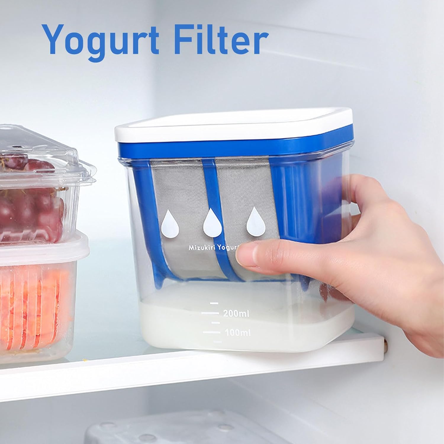 Cryfokt Filtro de yogur, filtración eficiente para hacer yogur griego grande con malla extrafina de acero inoxidable, cepa de yogur de resina para