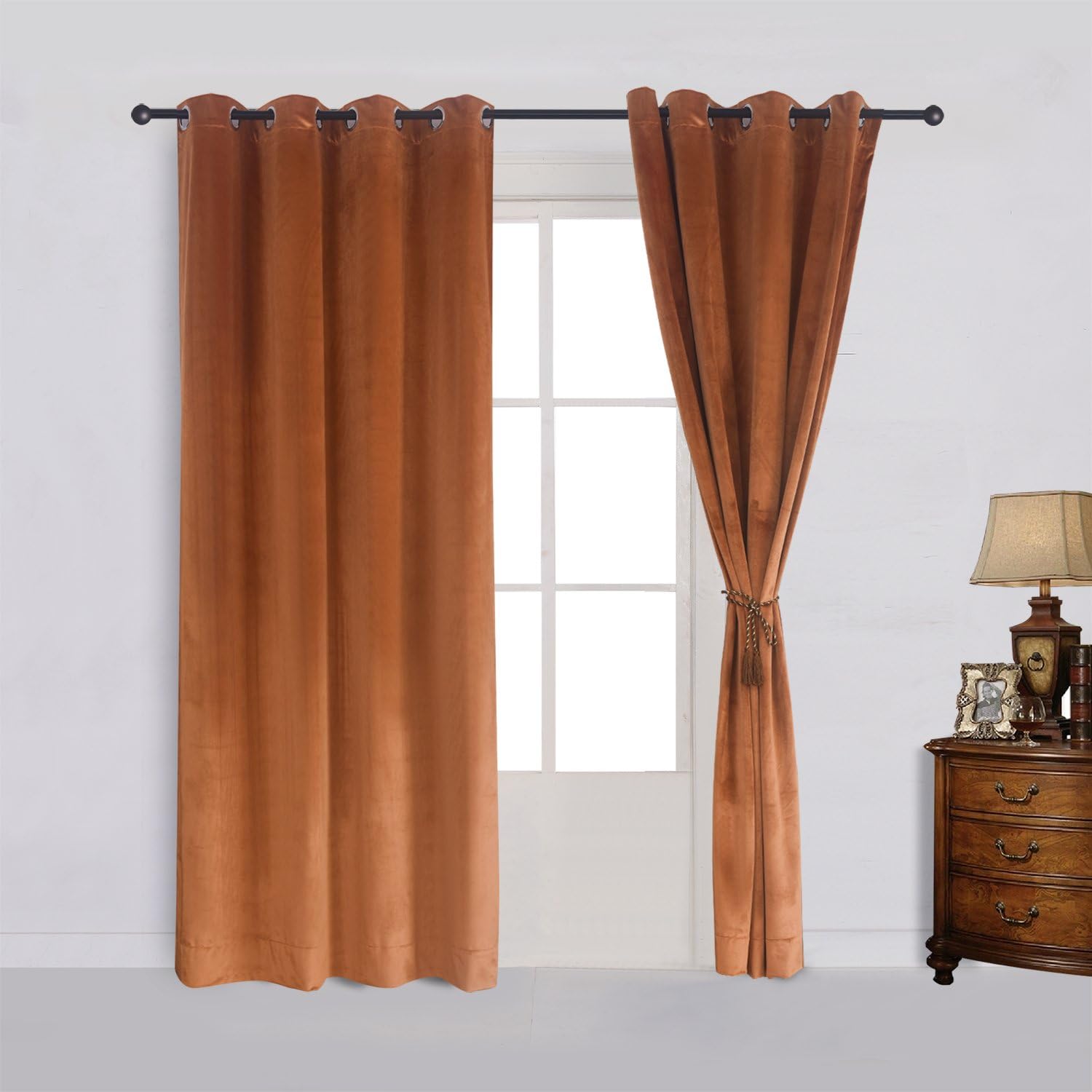 Cherry Home Cortinas blackout de terciopelo rústico supersuave decorativas, para oscurecer la habitación, panel con ojales metálicos, de