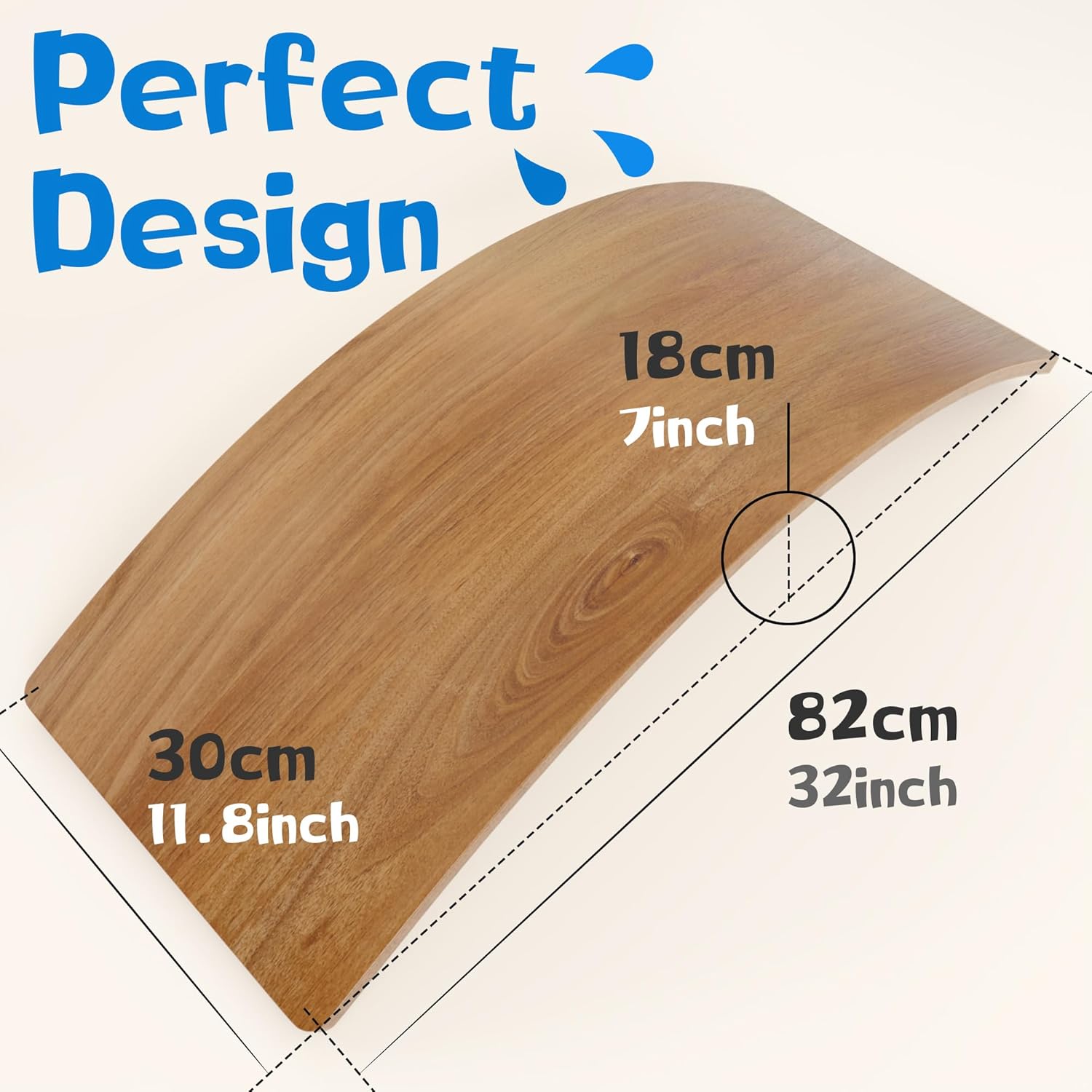 Gentle Monster Wooden Wobble Balance Board, 35 Inch Rocker Board Natural Wood, Kids Toddler Open Ended Learning Toy, Yoga Curvy Board for Office &