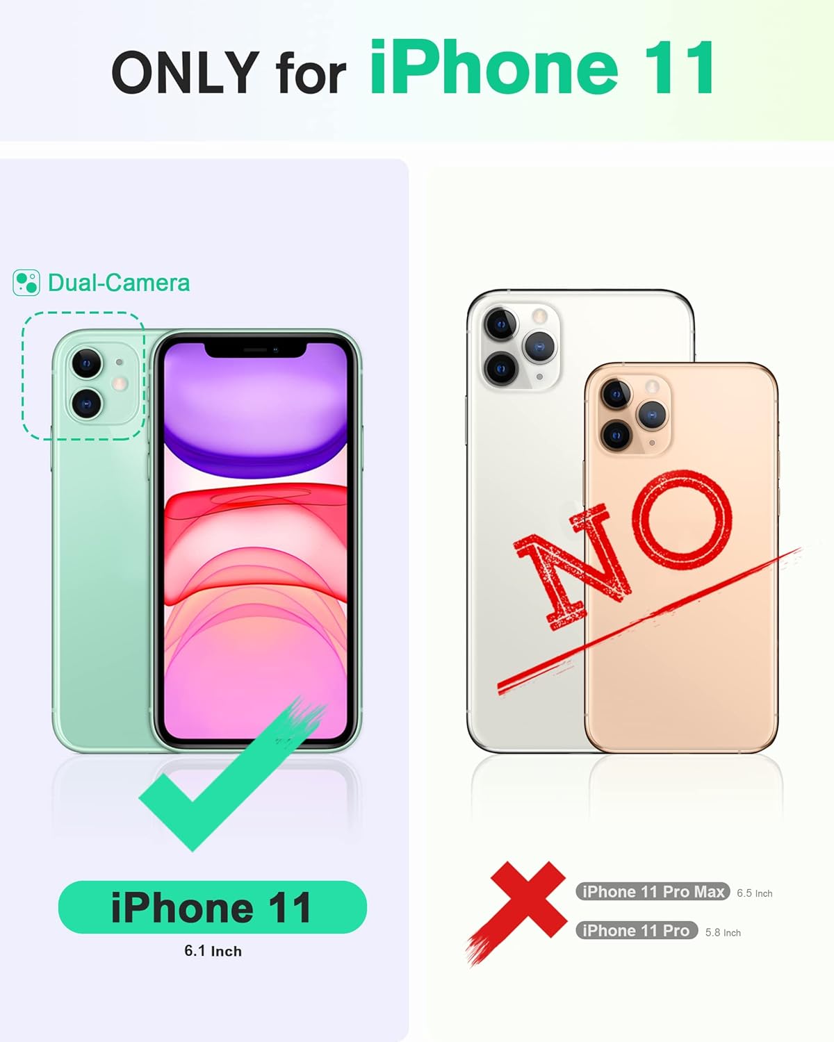 TUCCH Funda para iPhone 11, funda tipo cartera para iPhone 11 con bloqueo RFID, ranuras para tarjetas, cierre magnético, piel sintética protectora