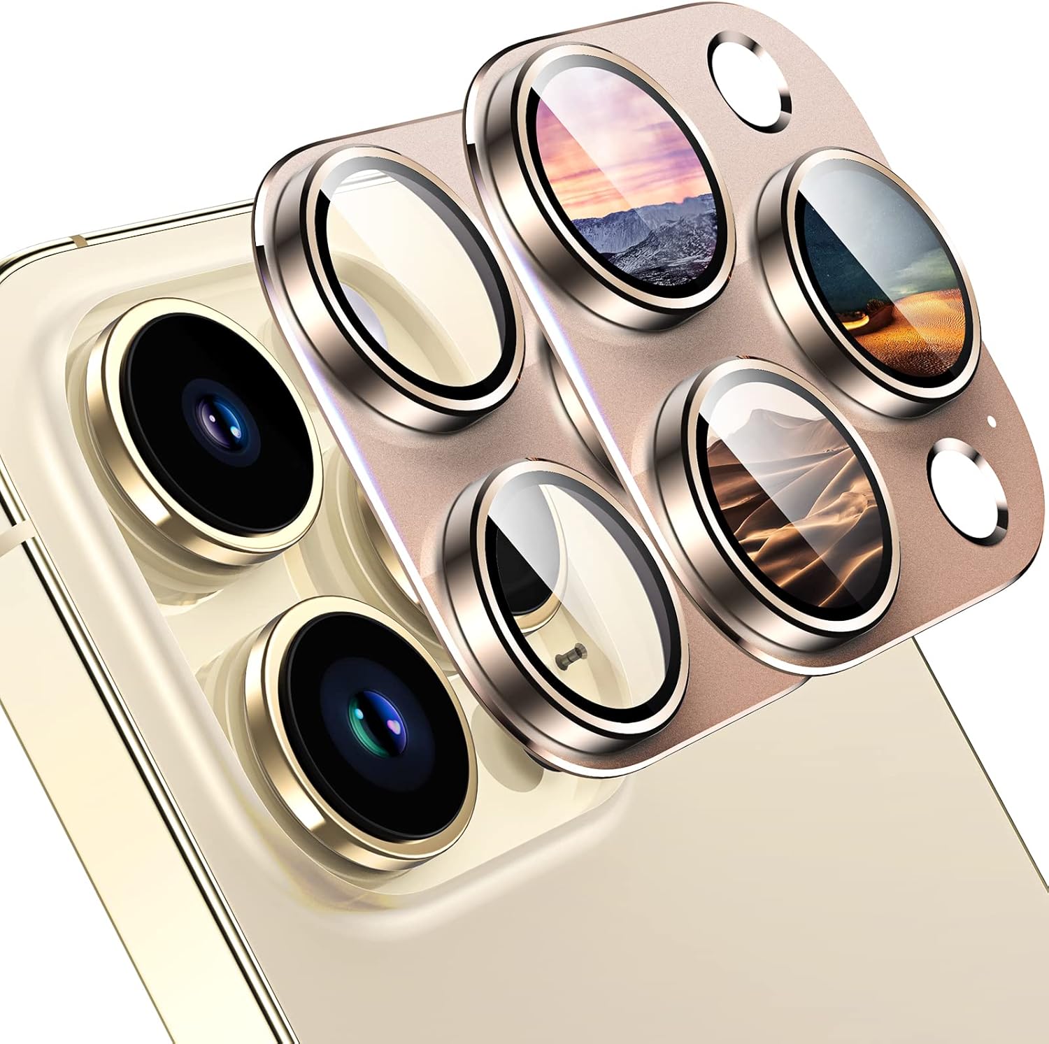 TAURI Paquete de 2 protectores de lente de cámara para iPhone 14 Pro MaxiPhone 14 Pro, fuerte adhesión, resistente a los arañazos, aleación de