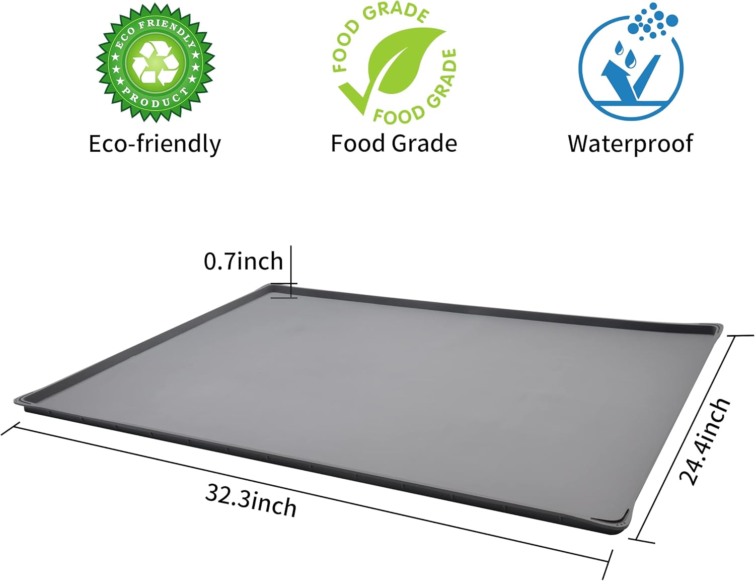Mofason Tapete impermeable para comida para mascotas, tapete para perros de 32 x 24 pulgadas, grande  0.7 pulgadas, borde elevado, mantel individual