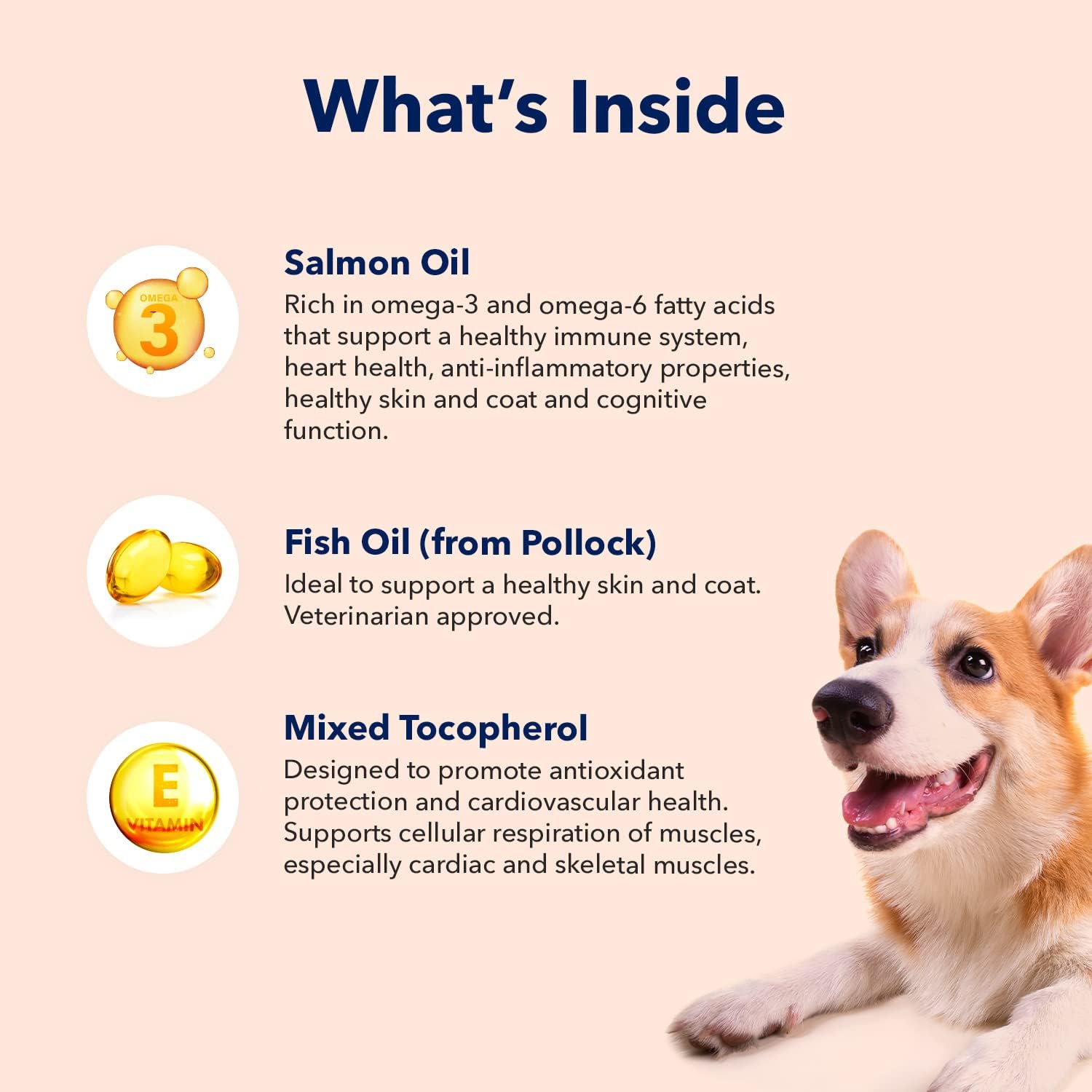 Vets Preferred Aceite de salmón salvaje de Alaska para perros, piel y pelaje, aceite de pescado Omega 3 de primera calidad para un pelaje saludable