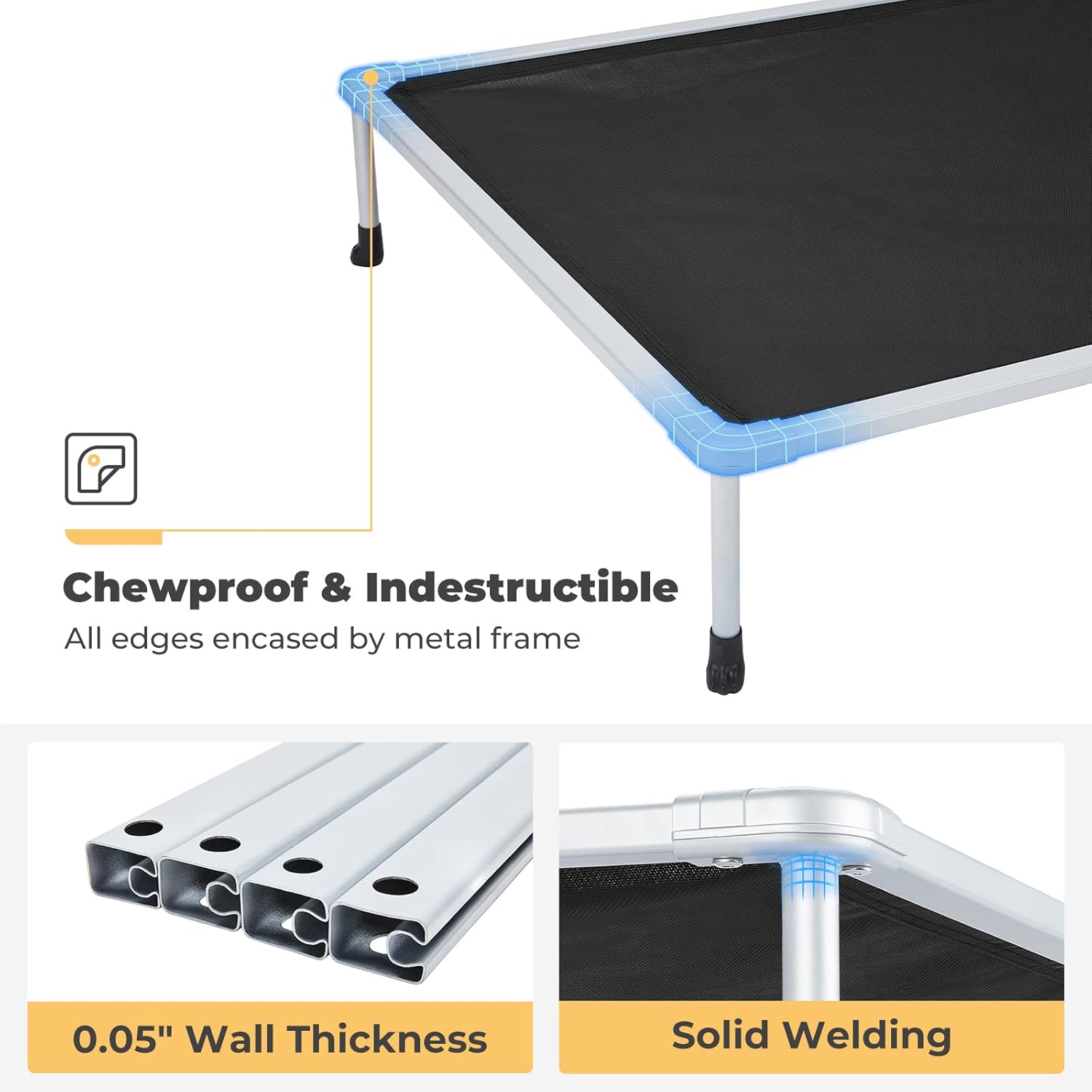 Veehoo – Cama elevada tipo catre para perros grandes, refrescante, a prueba de mordiscos, lavable y con patas antideslizantes, para interiores y