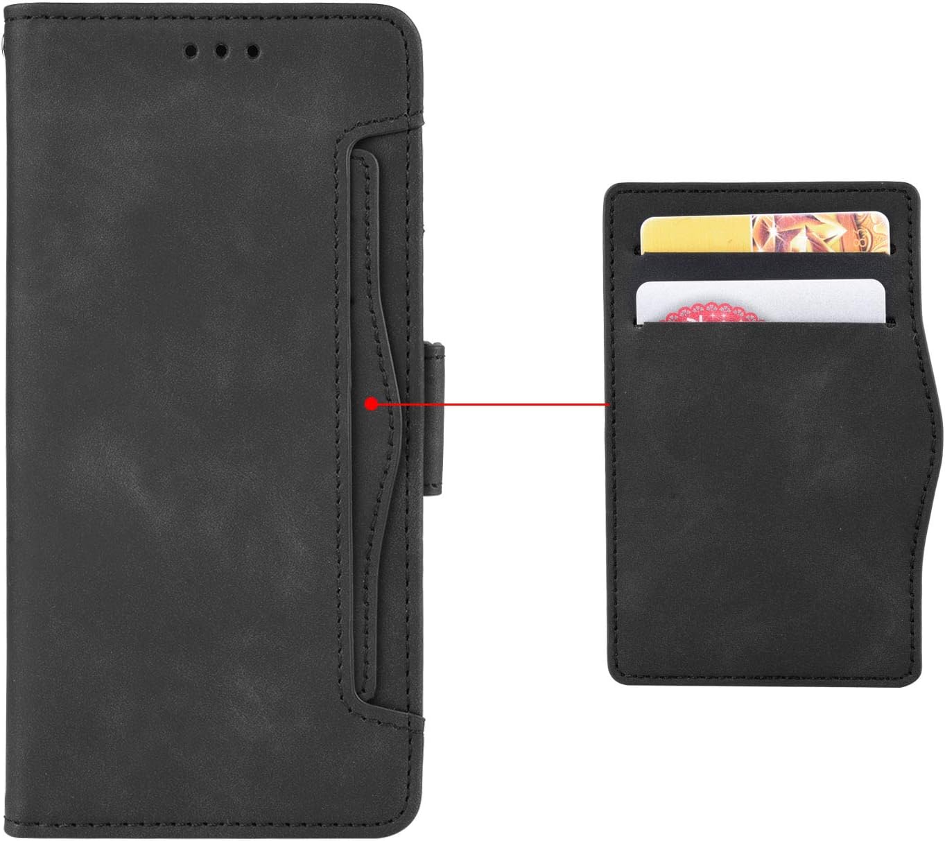 Asuwish Funda tipo cartera compatible con OnePlus 7 Pro y protector de pantalla de vidrio templado, con ranura para tarjetero, función atril, con