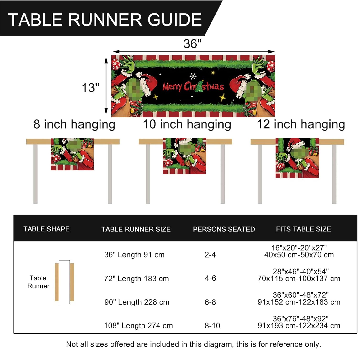 Seliem Camino de mesa de Feliz Navidad, regalo de árbol de Navidad, rayas rojas y blancas, decoración de mesa de comedor para cocina, decoración