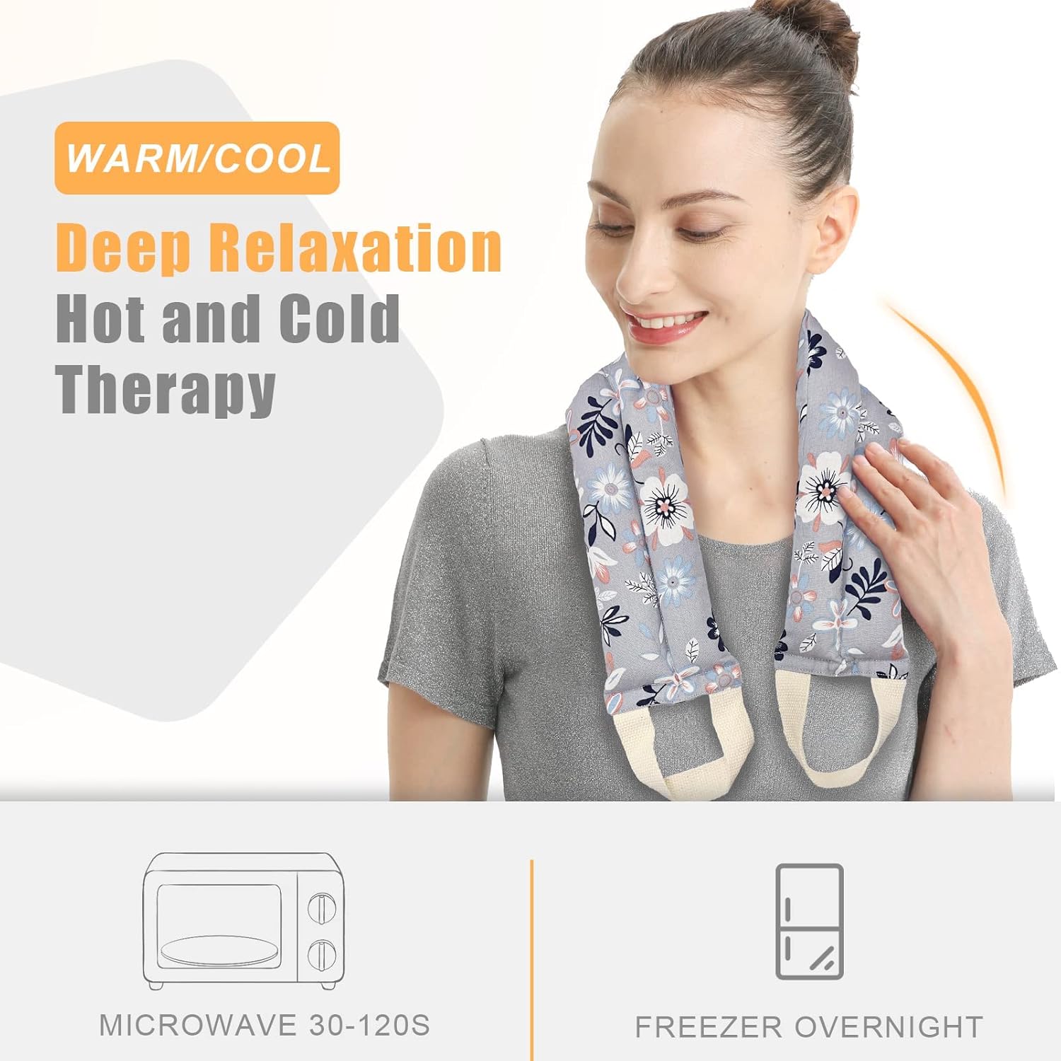 UNCN Almohadilla térmica larga para cuello y hombros para espalda, 31 x 5.9 pulgadas, apto para microondas, paquete de calor húmedo grande, compresa