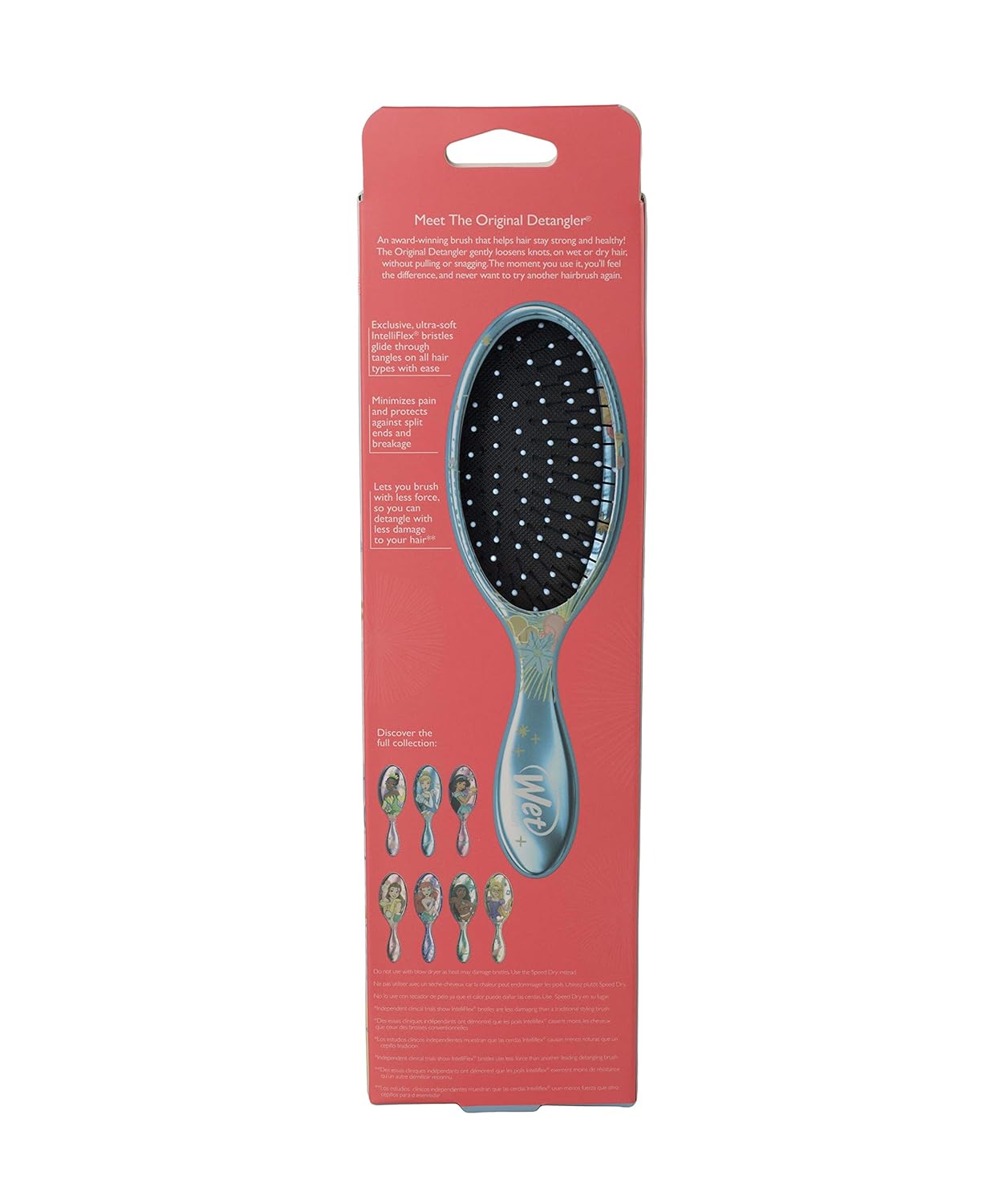 Wet Brush Original Detangler – Cepillo de cabello, diseño Cenicienta (Disney) Princess Wholehearted, color azul, todo tipo de cabello, cerdas
