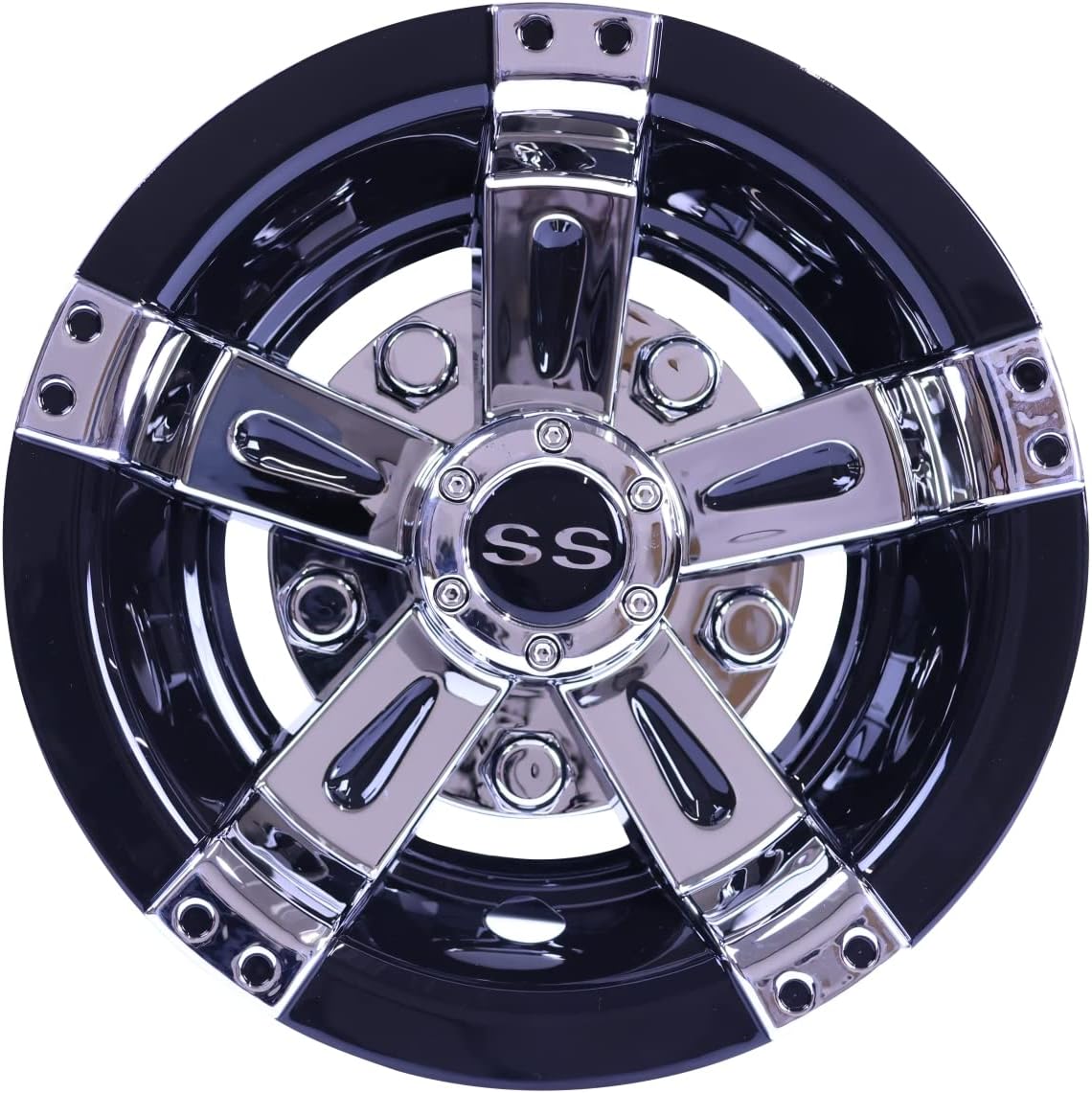 Huskey Parts Company Carro de golf 8″ Cubiertas de rueda Tapas de buje Cromo Negro EZGO Club Car Yamaha Llantas Stock