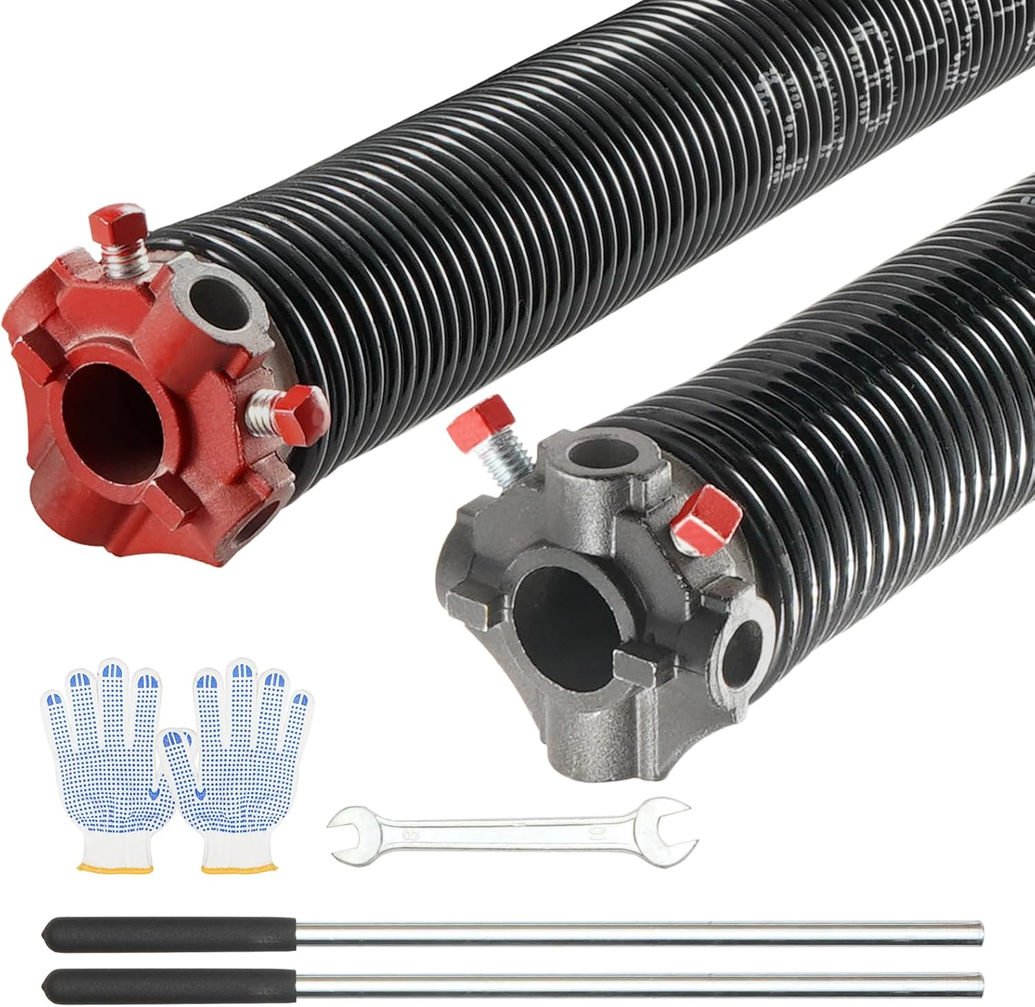 VEVOR Muelles de torsión para puerta de garaje, par de 0.218 x 2 x 23 pulgadas, 16000 ciclos, resortes para puerta de garaje con barras de bobinado