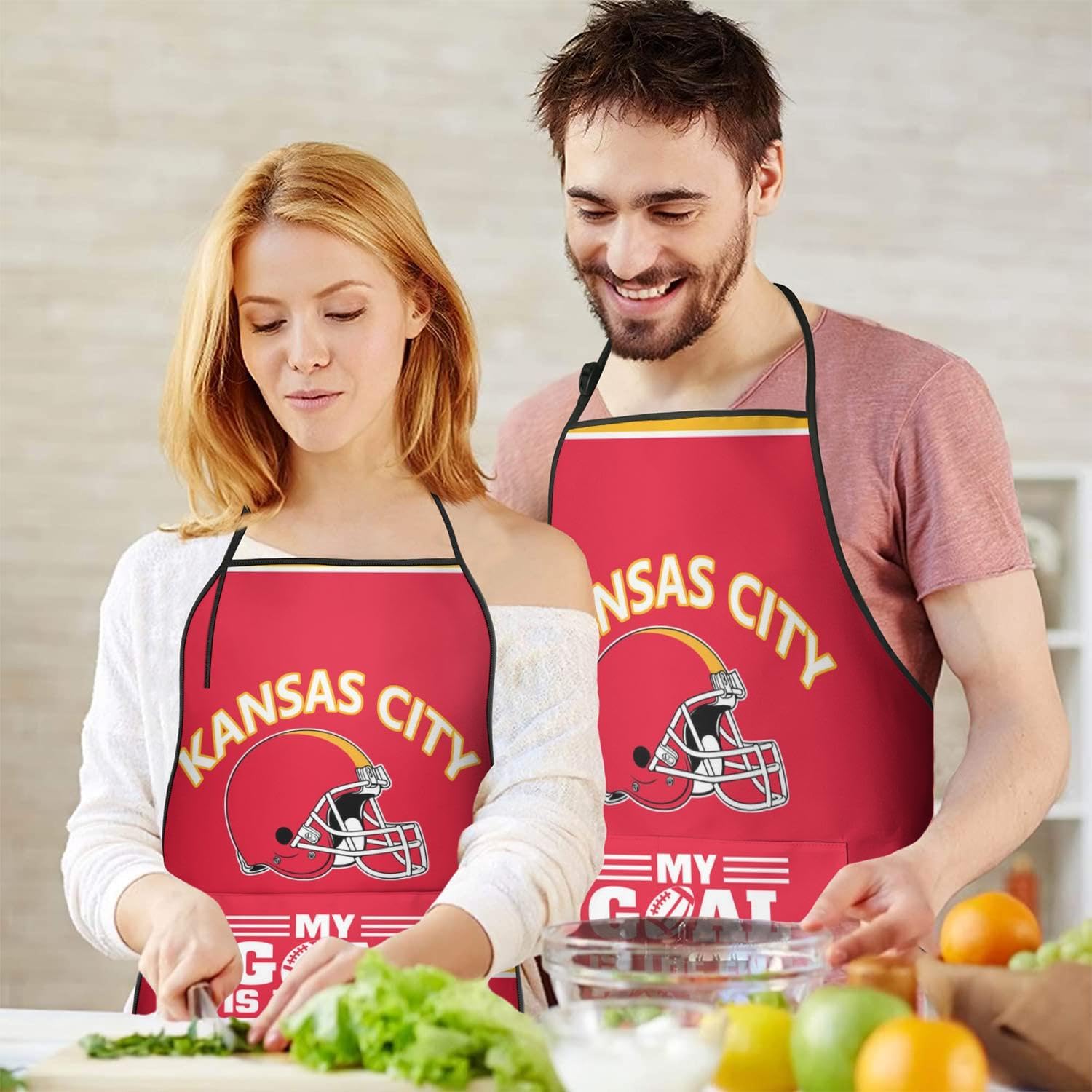 Delantal de regalo para fanáticos del fútbol con 2 bolsillos para mujeres y hombres, delantal de cocina de chef de cocina, delantal de regalo para
