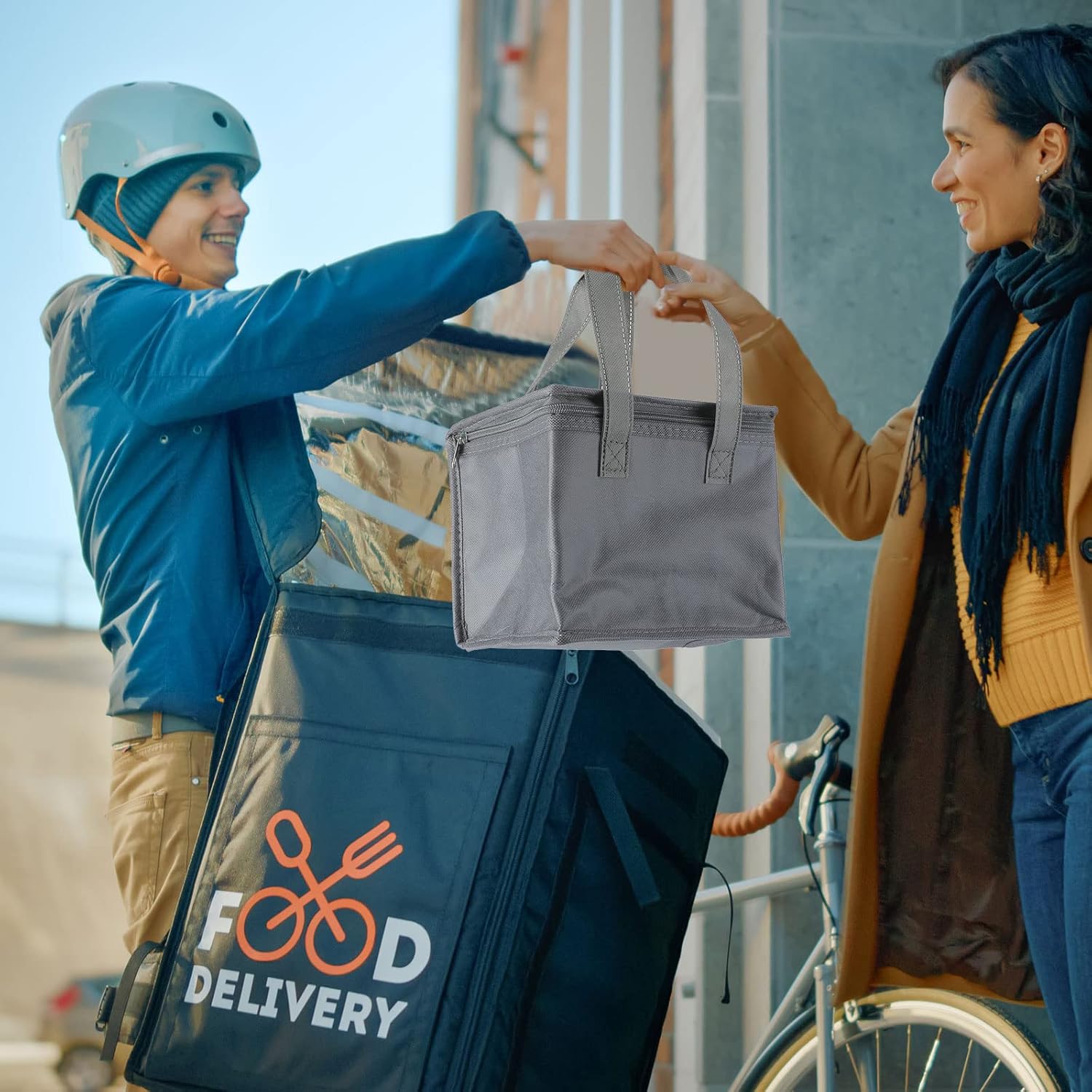 Mifoci Paquete de 6 bolsas aisladas para entrega de alimentos a granel, 16 x 10 x 13 pulgadas, bolsas aisladas para llevar, bolsas de compras