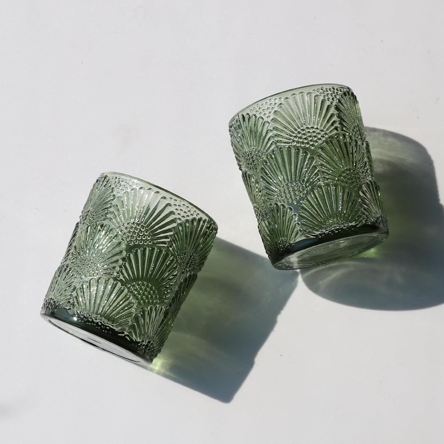 Juego de 12 portavelas votivas verdes, portavelas de cristal verde para centro de mesa de fiesta de boda, candelabro, portavelas vintage para otoño,