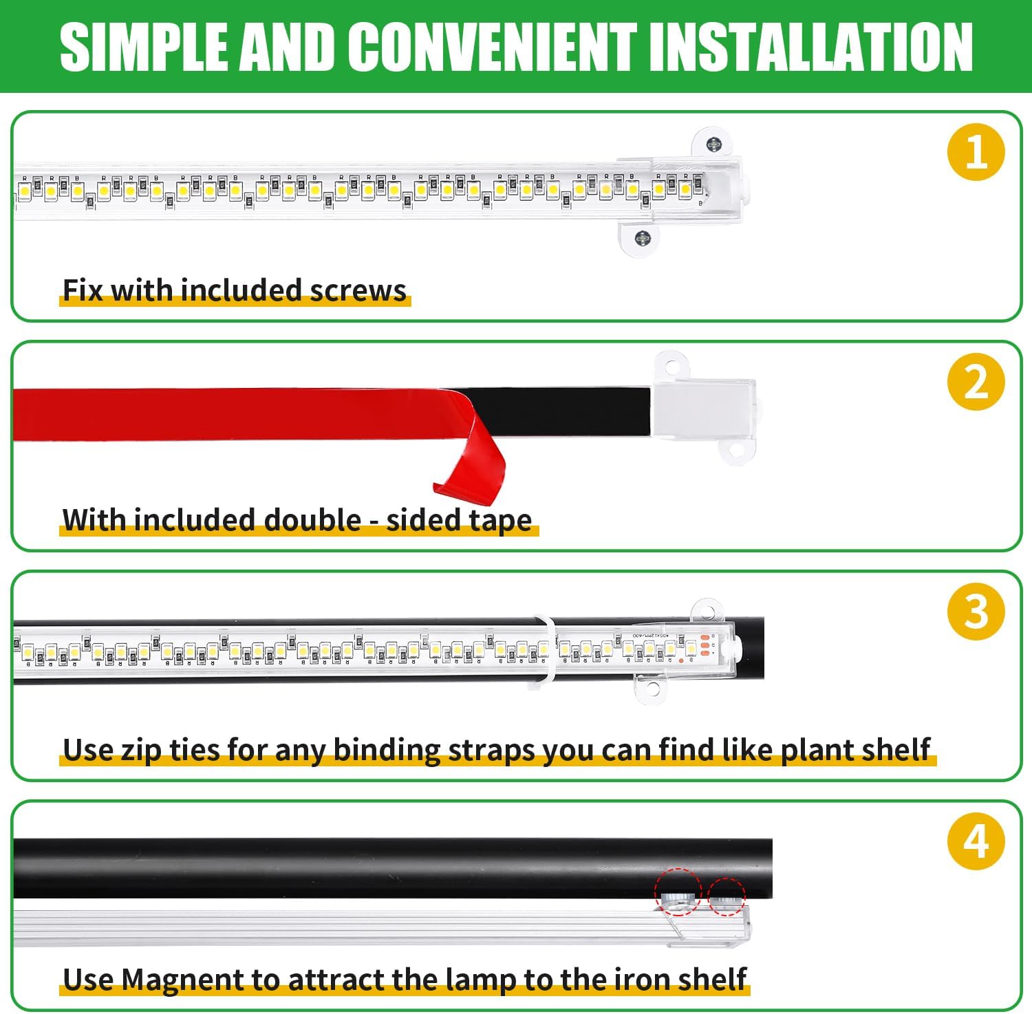 Tira de luces LED de cultivo para plantas de interior, luz de espectro completo con temporizador de 3912H y 10 regulables, barra de lámpara de