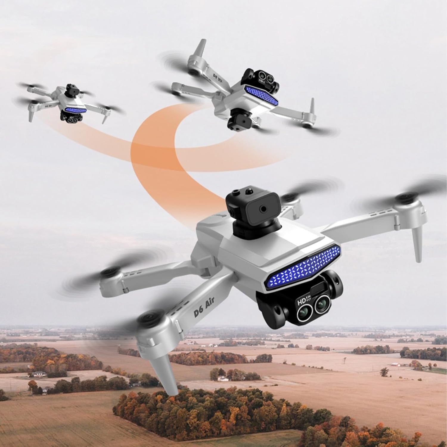 Drone RC Quadcopter con 4k HD Fpv Cámara Tres Lente Wifi Control Remoto Aéreo Drone Multirotors Start Speed Circle Fly Altitude Hold Modo sin cabeza