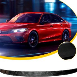 Alerón trasero compatible con Civic 11th 4 puertas Sedan Gen Highkick Duckbill 2022-2024 alerón de tapa de maletero (color de fibra de carbono) Alerón trasero compatible con Civic 11th 4 puertas Sedan Gen Highkick Duckbill 2022-2024 alerón de tapa de maletero (color de fibra de carbono)