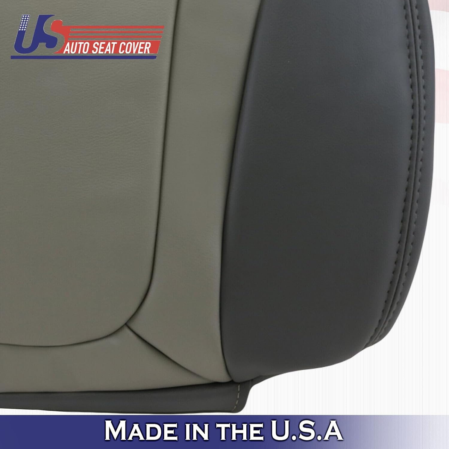 U.S.AutoSeat- Funda compatible con Chevy Trailblazer 2002 a 2004, parte inferior delantera de piel, 2 tonos, gris