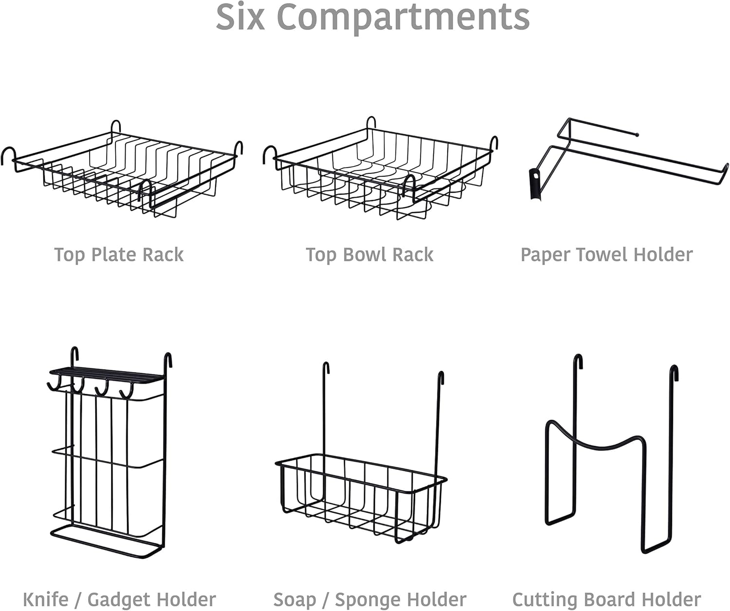 Gourmet Basics by Mikasa Over the Sink – Escurridor de platos organizador de 2 niveles, 31 pulgadas, color negro