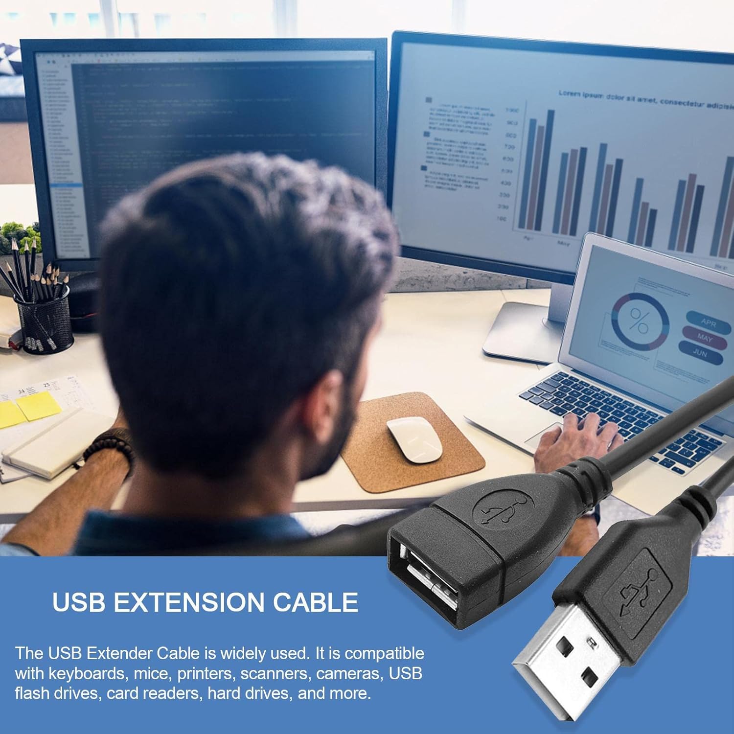 Kumprohu Cable de extensión USB – Cable de extensión USB 2.0 macho a hembra – Extensor USB de múltiples longitudes para cámara web, auriculares VR,