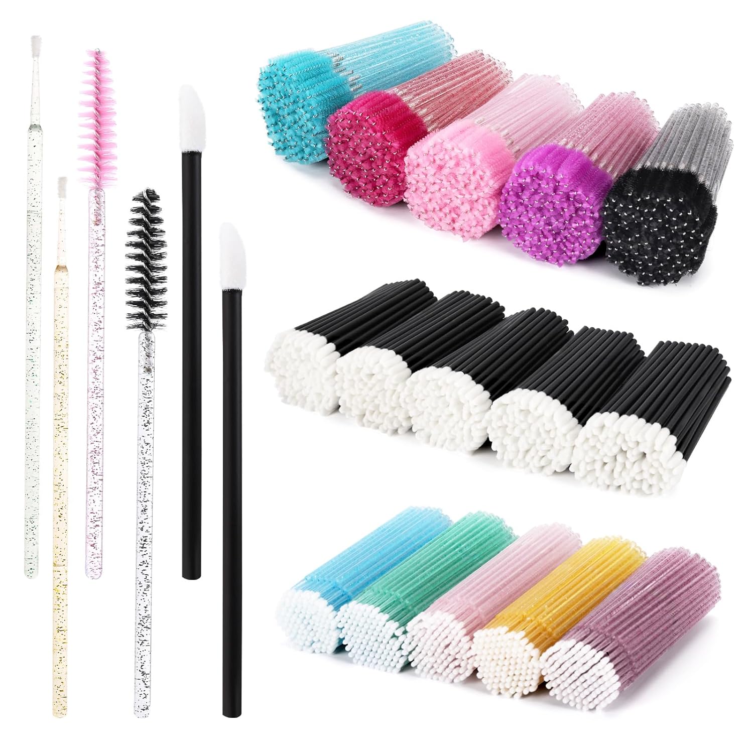 1500 varitas de rímel desechables, carretes de labios, micro hisopos, aplicadores de lápiz labial, brochas de pestañas, herramienta aplicadora de