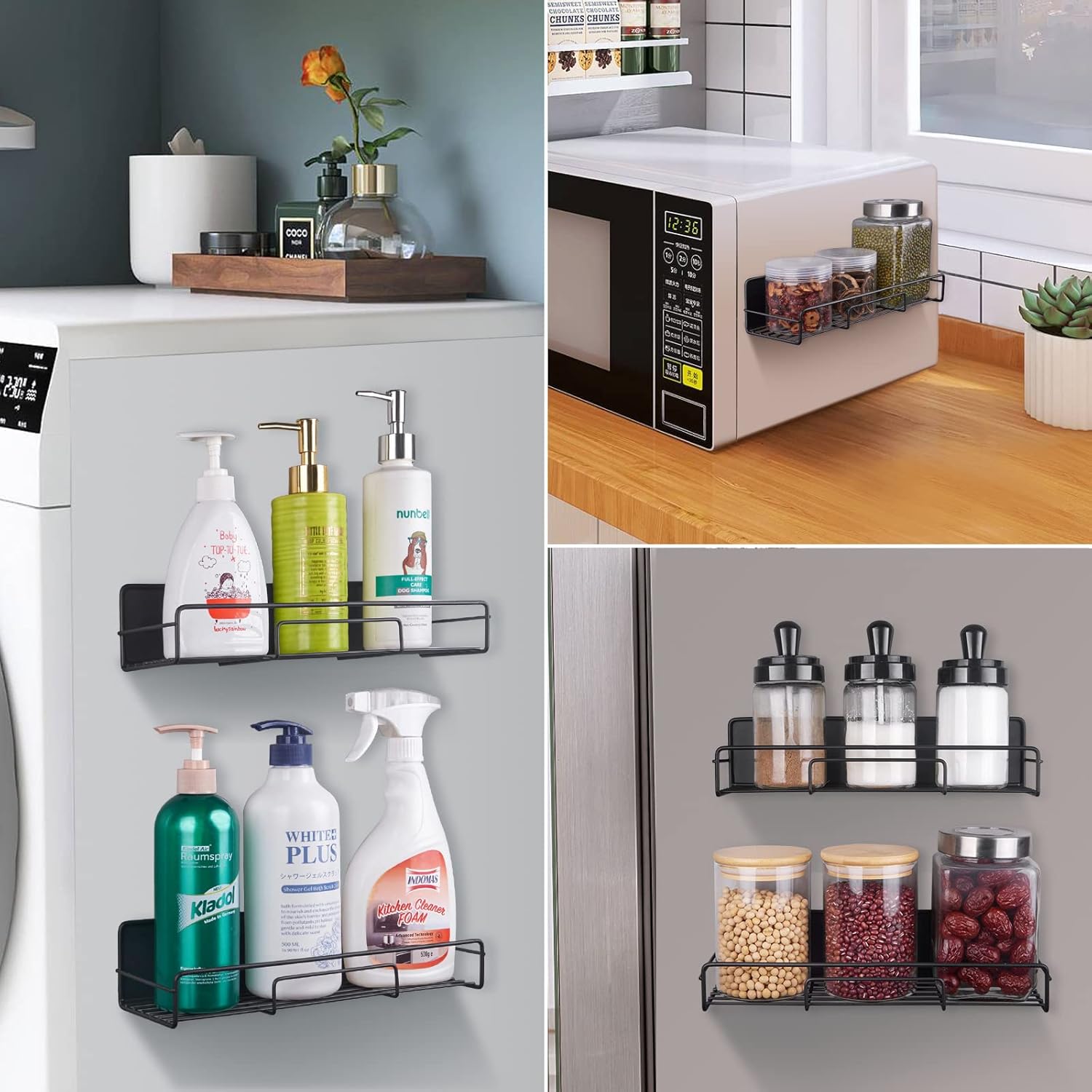 RedCall Paquete de 5 estantes magnéticos para refrigerador, estante magnético para especias para horno microondas, soporte para tarros de especias,