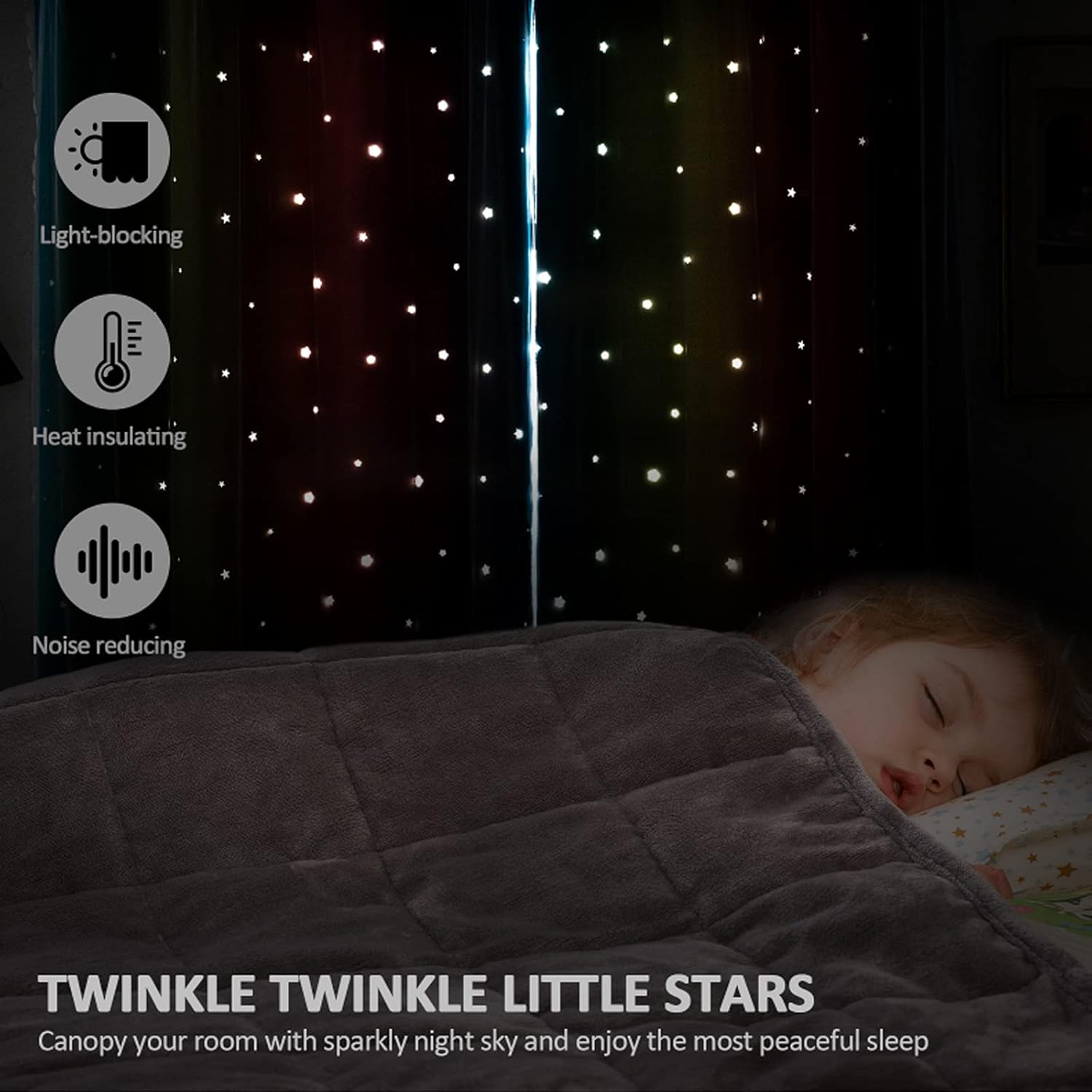 Stiio Cortinas opacas para niños, 2 paneles, con diseño de rayas degradadas con estampado de arco iris, bloqueo de luz, tratamiento de ventana para