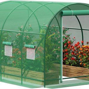 Invernaderos de 12 x 7 x 7 pies para exteriores resistentes, grandes casas verdes para exteriores con 6 ventanas de malla ventilada, puerta Invernaderos de 12 x 7 x 7 pies para exteriores resistentes, grandes casas verdes para exteriores con 6 ventanas de malla ventilada, puerta