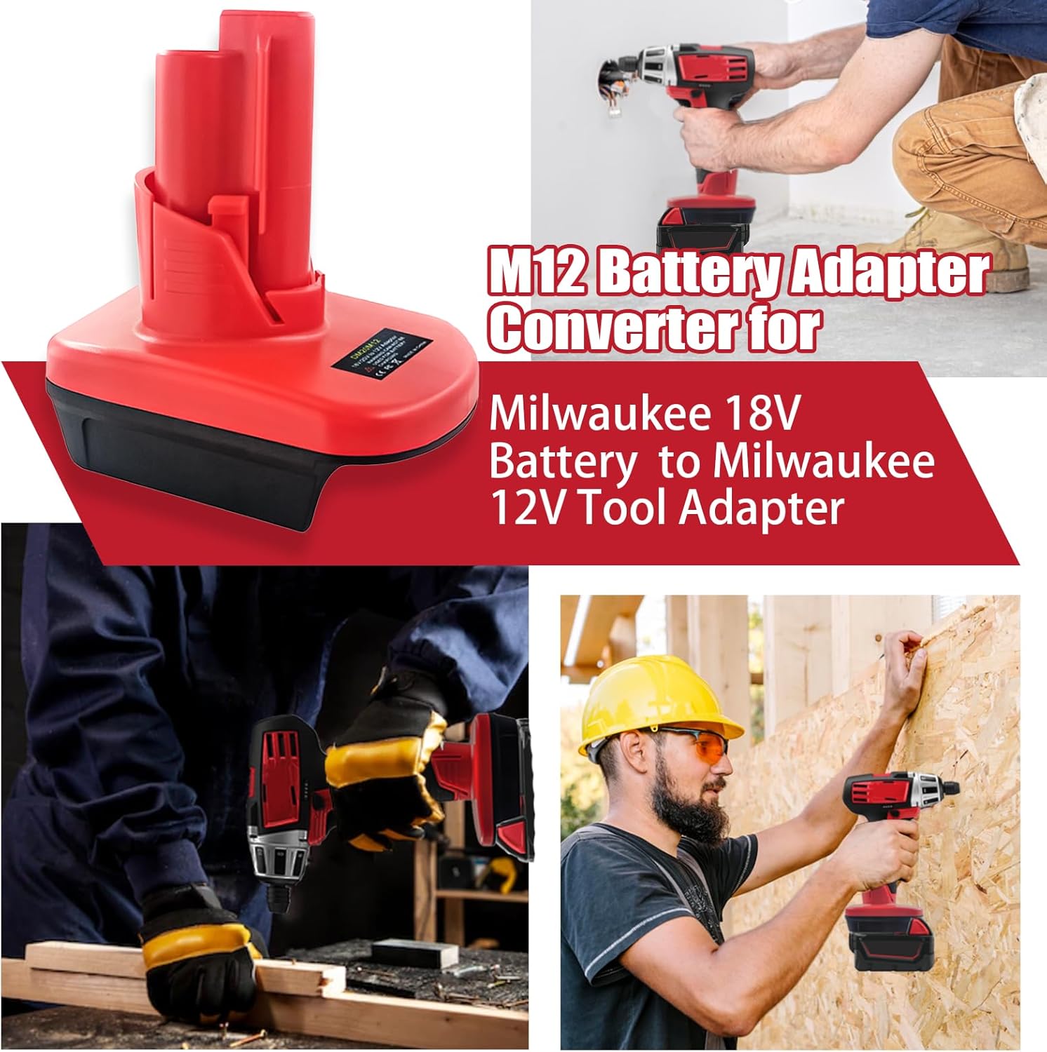 URUN Convertidor de adaptador de batería para Milwaukee 18 V a Milwaukee 12 V, repuesto para batería Milwaukee M12 48-11-2410 48-11-2411 compatible