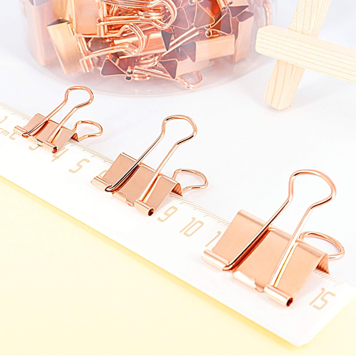Clips para carpeta, juego de abrazaderas de papel, varios tamaños (pequeño, mediano, grande) para oficina, escuela y suministros para el hogar (oro