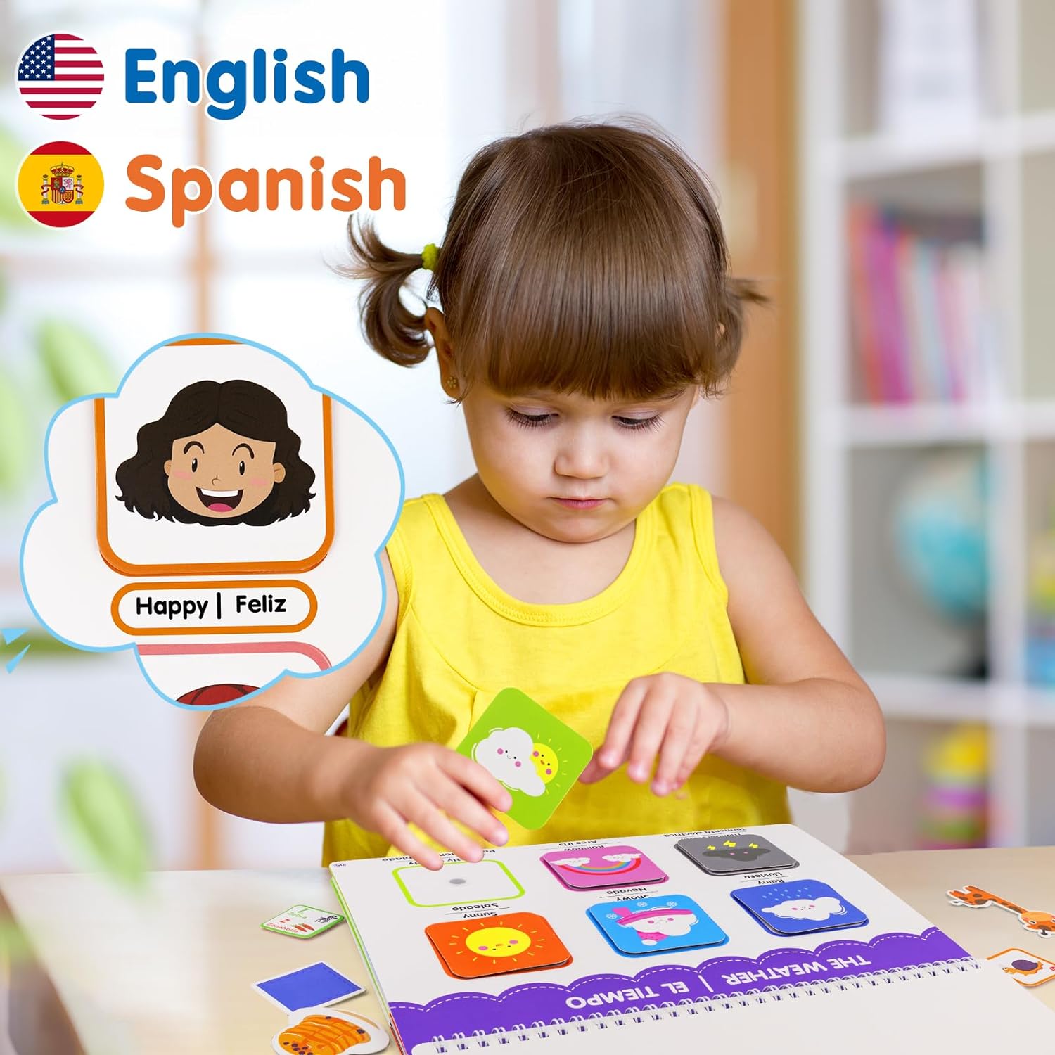Libros ocupados en español e inglés para niños pequeños – Libro de actividades preescolares bilingües para niños de 3, 4, 5 años, actividades