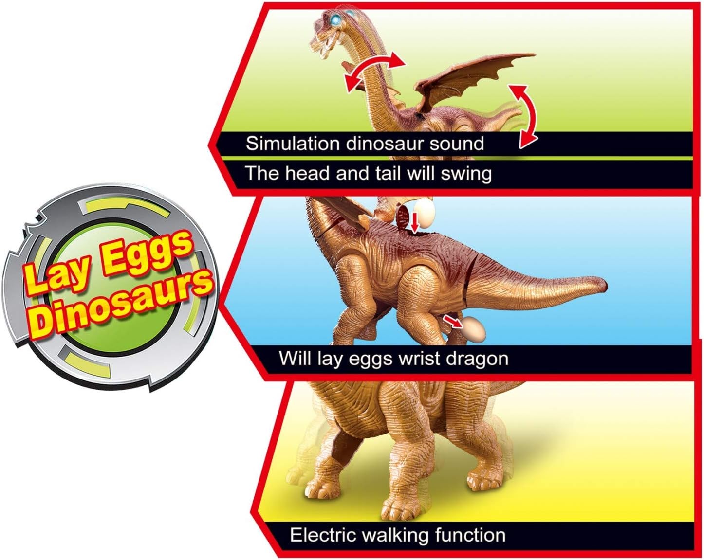AZ Trading & Import Braquiosaurus Dinosaurio Juguete Camina y pone Huevos