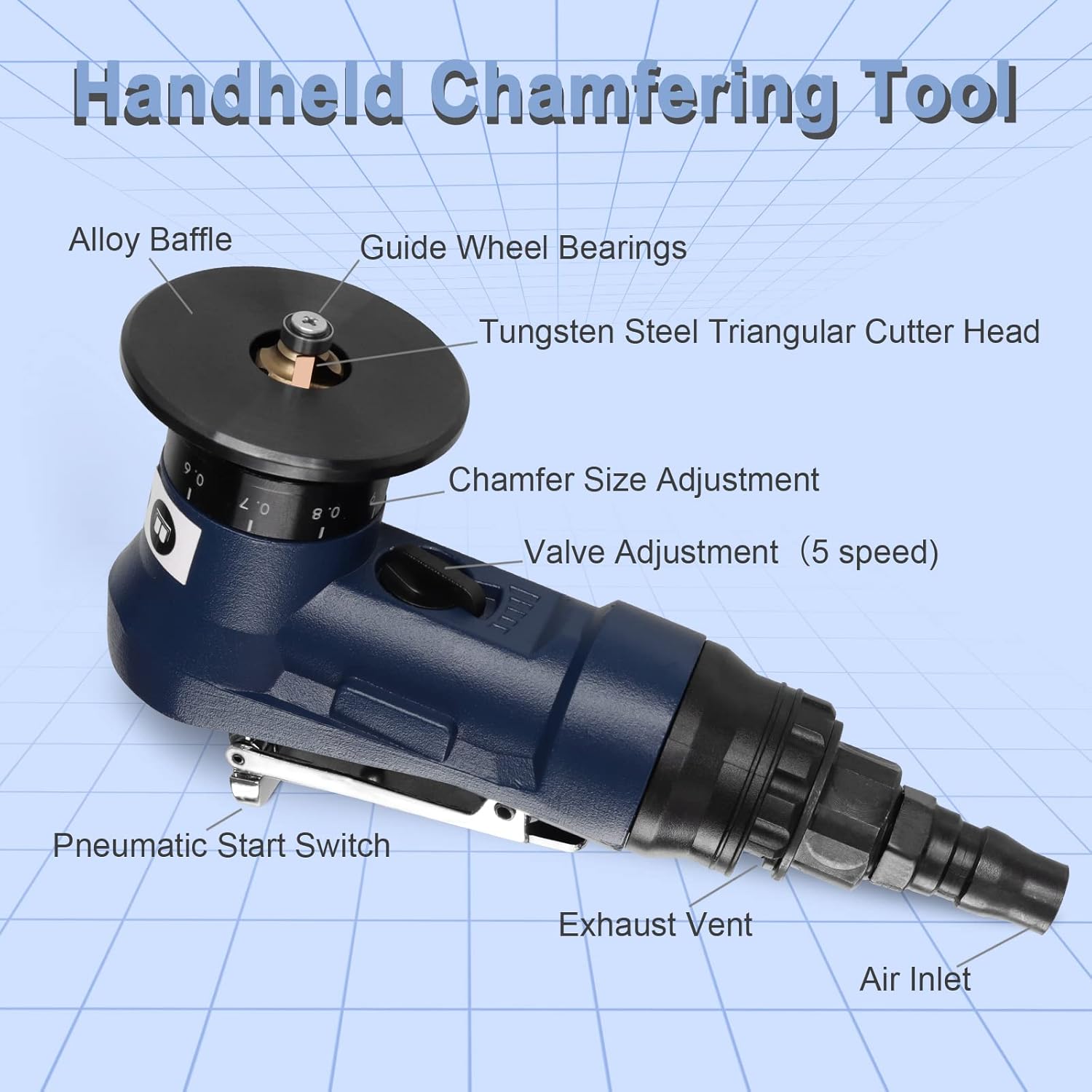 Mini máquina de biselado neumática 2 en 1, herramienta de chaflán de aire para biselar esquina redonda de metal, máquina de desbarbado de esquina de