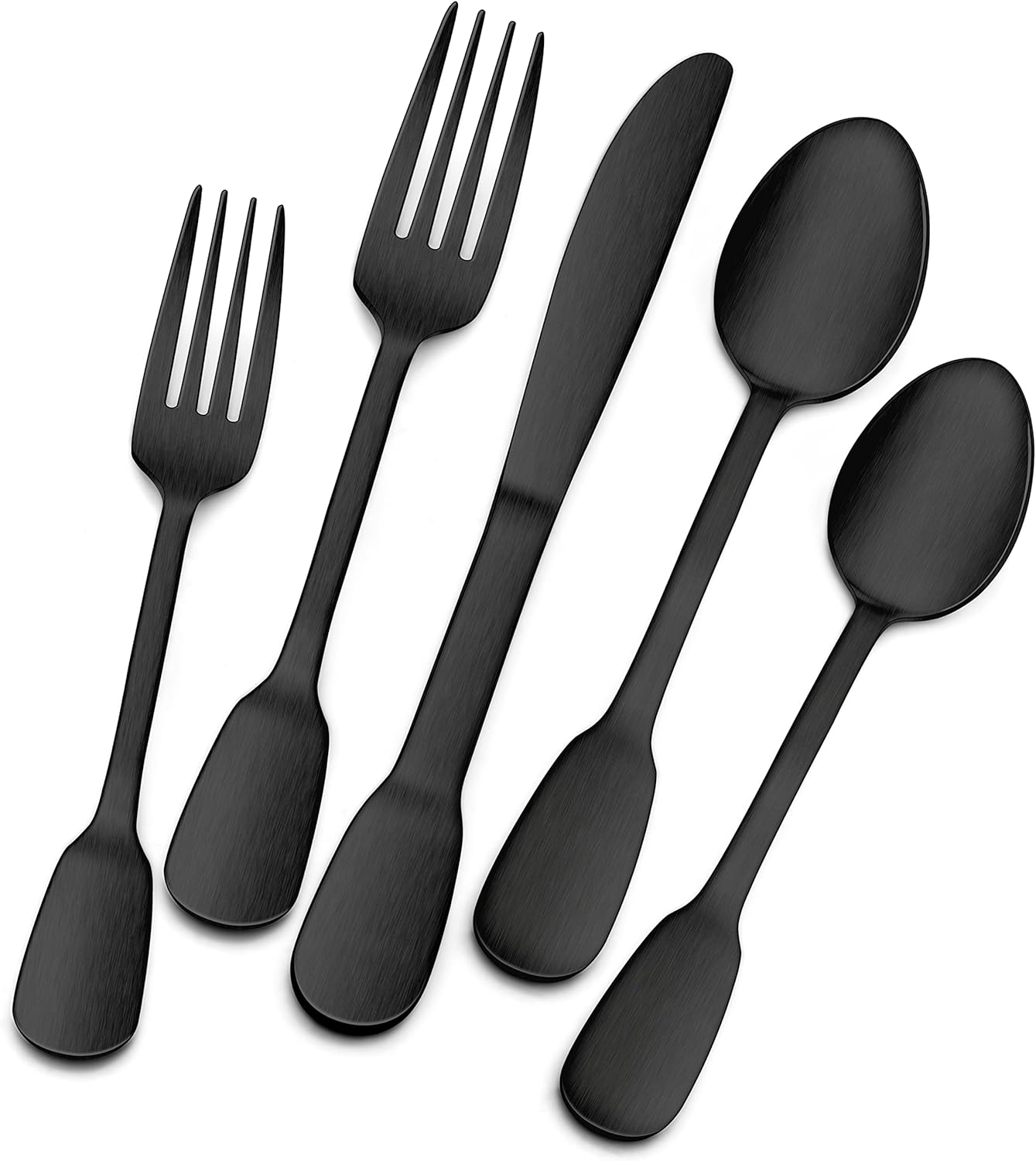 E-far – Juego de cubiertos de acero inoxidable de 40 piezas para 8 piezas con mango de diseño, vajilla de metal moderno para cocina, restaurante,