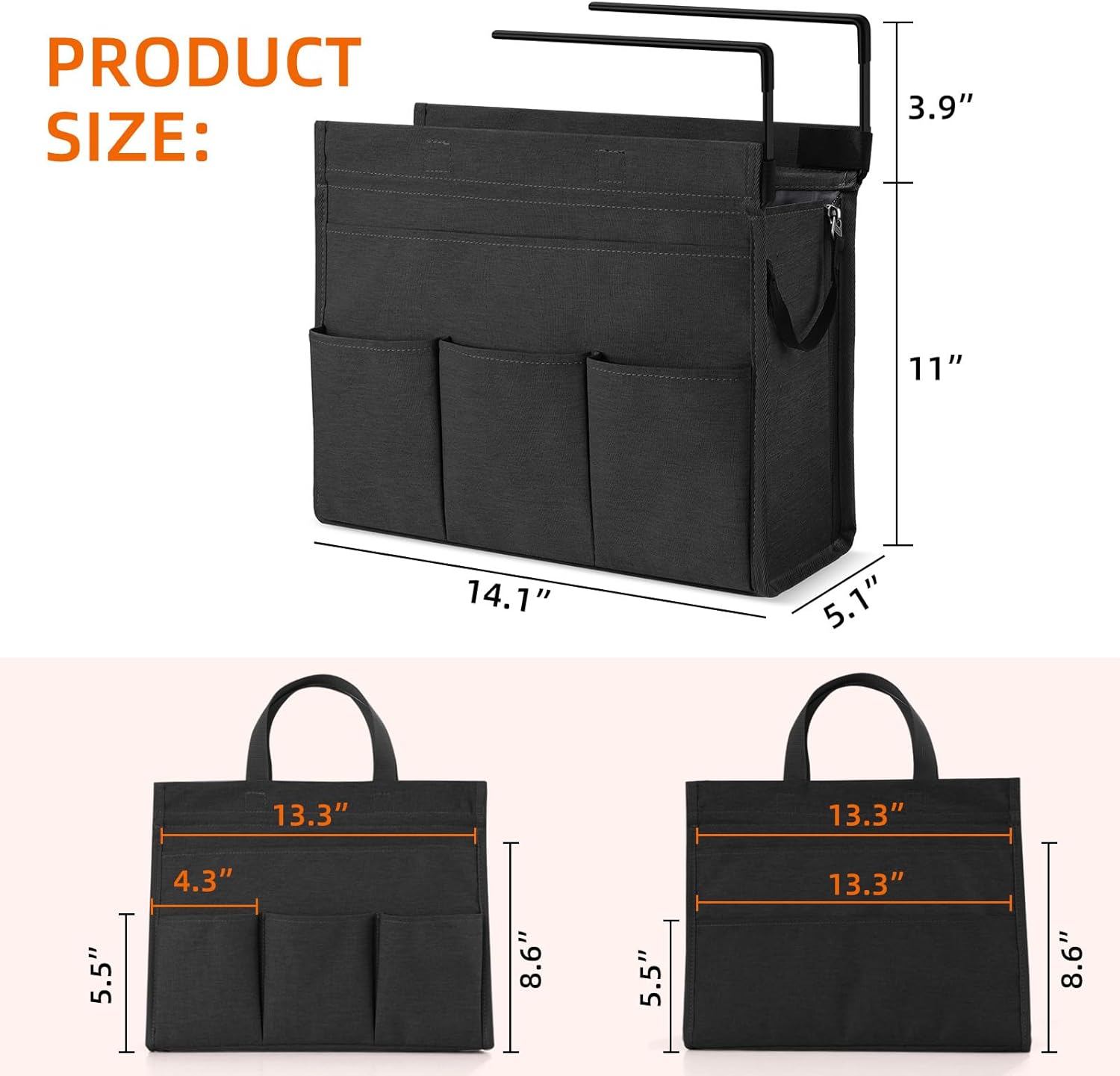 MASTLU Bolsa de almacenamiento para colgar debajo del escritorio, organizador de escritorio, bolsa de almacenamiento lateral de oficina, compatible