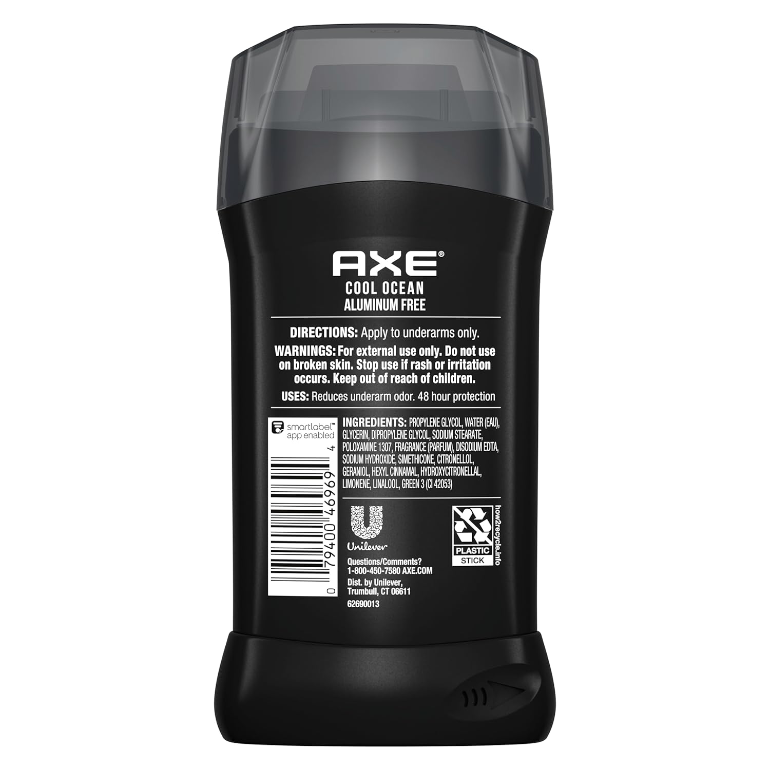 AXE Desodorante en barra para hombre, Cool Ocean para una protección duradera contra olores todo el día, aroma fresco para hombre, sin aluminio, 3