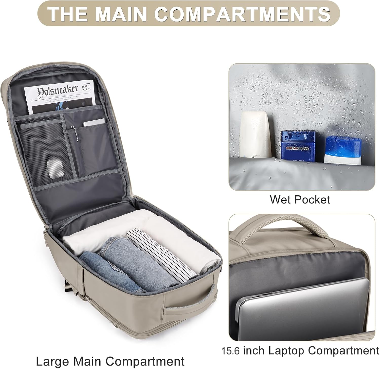 coofay Mochila de viaje, para laptop, unisex, aprobada para aviones, bolsa de mano, equipaje, para artículos personales, para debajo del asiento del