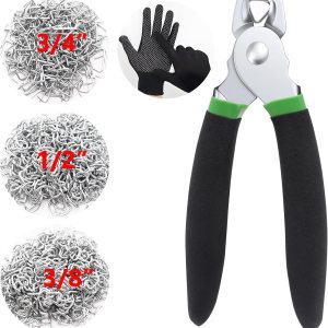 Juego de alicates para anillos de cerdo, 1500 anillos de cerdo galvanizados de 12 pulgadas, 34 pulgadas 38 pulgadas, 1 alicates de anillo de cerdo Juego de alicates para anillos de cerdo, 1500 anillos de cerdo galvanizados de 12 pulgadas, 34 pulgadas 38 pulgadas, 1 alicates de anillo de cerdo