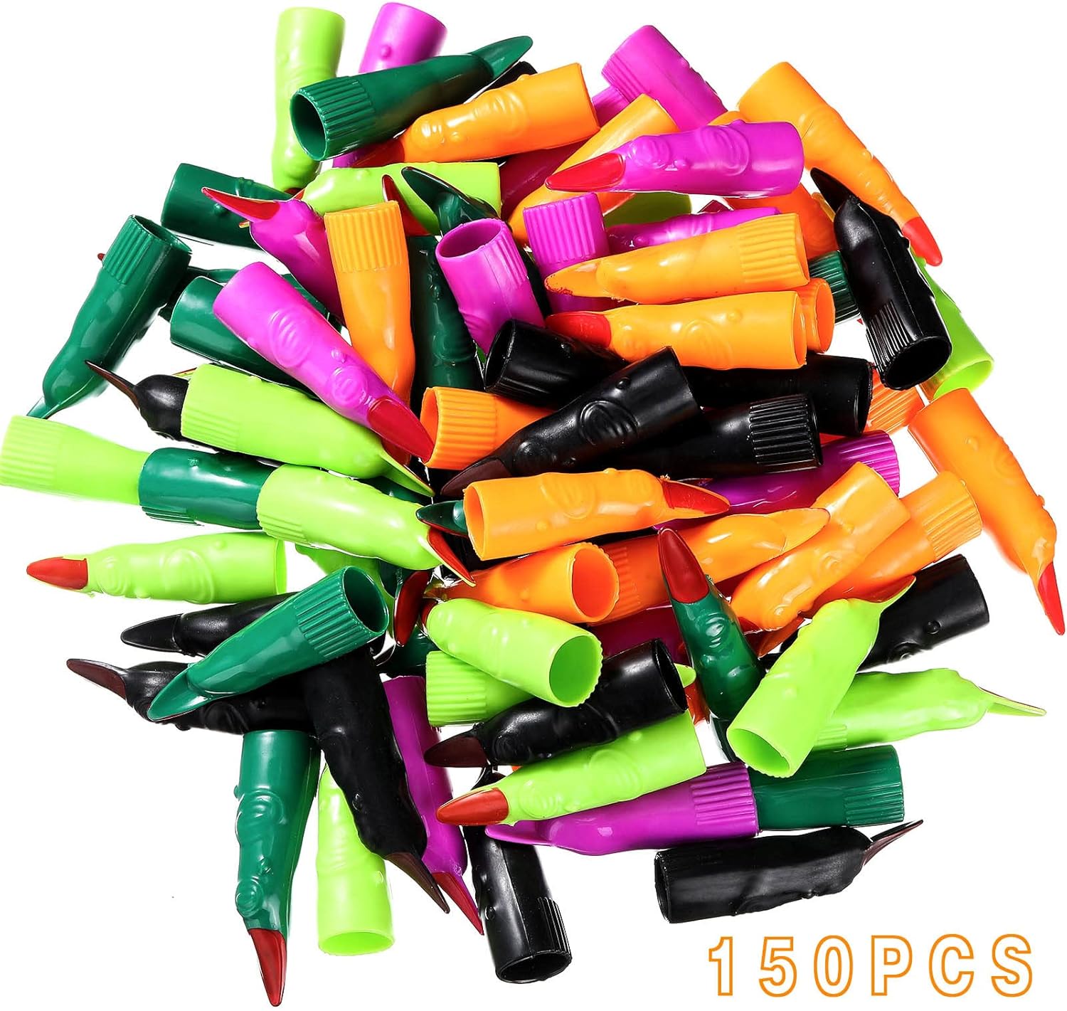 Sosation 150 piezas de dedos de bruja espeluznantes para cosplay, uñas falsas, zombi, divertidas, guiadas para niños, punteros de lectura, garras de