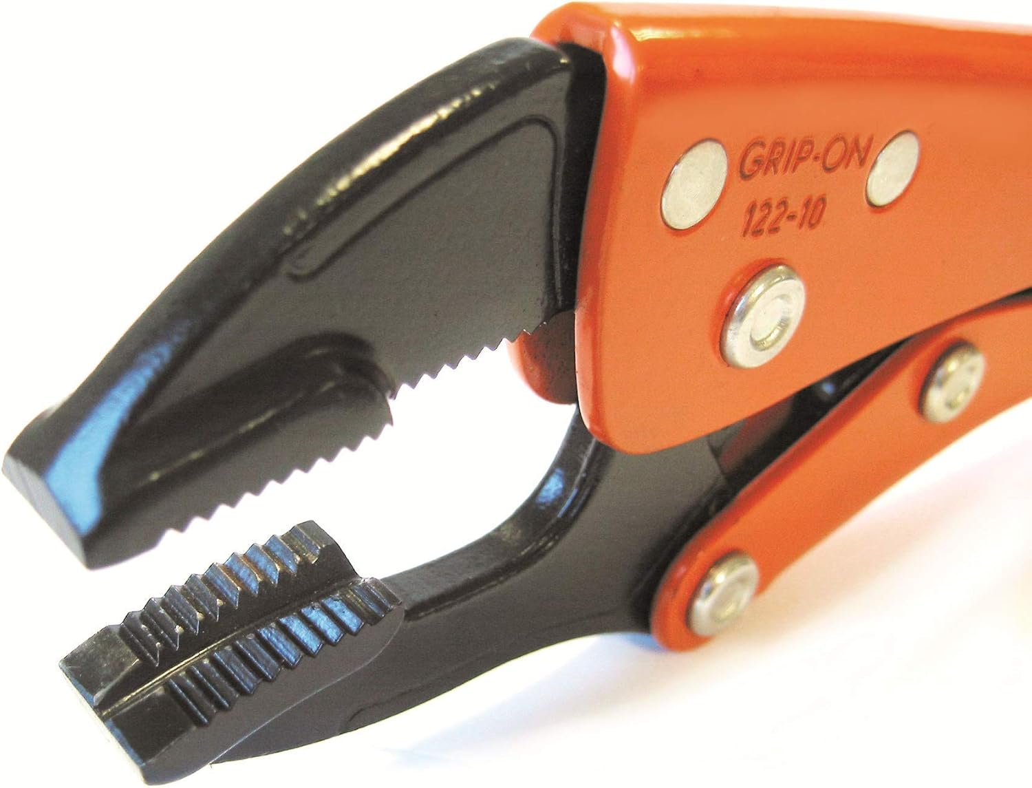 Grip-On 12210 Alicates de bloqueo de uso general de 10 pulgadas, planos y convexos en epoxi naranja