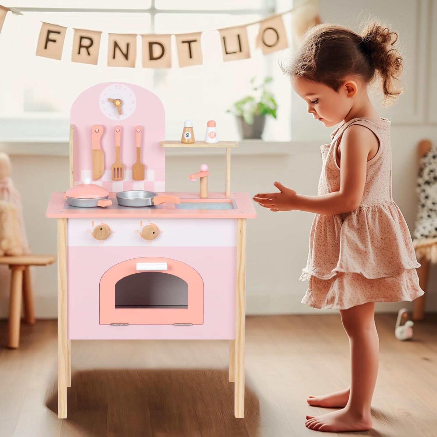 Juego de cocina para niños de 3 a 8 años, juego de cocina de madera para niños, juego de cocina de chef para niños pequeños, juguetes de cocina con