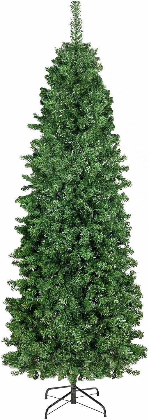 Árbol de Navidad de lápiz de 7.5 pies, árbol de abeto artificial delgado para espacios pequeños, ideal para decoración moderna y ambiente festivo
