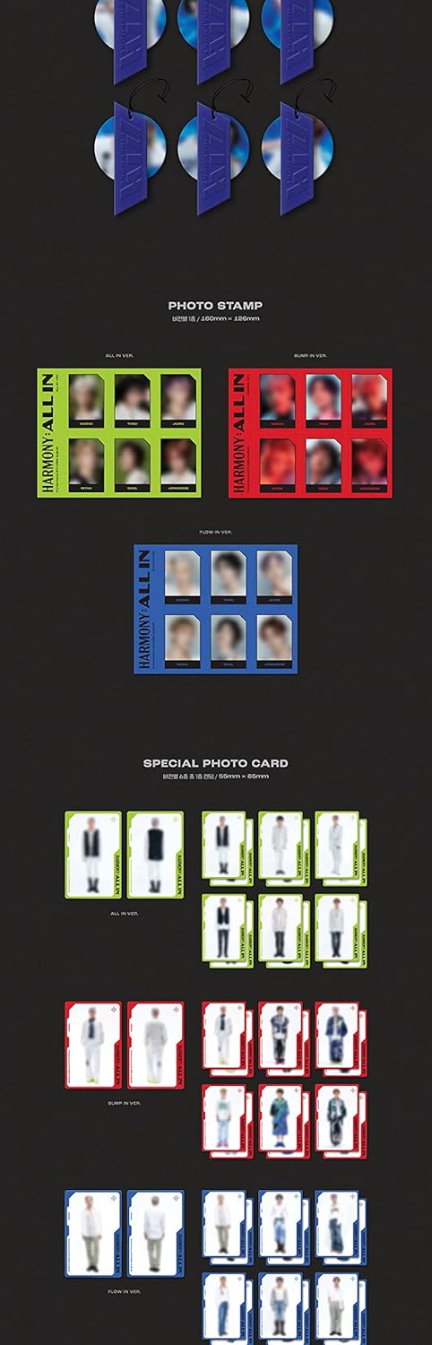 P1Harmony Harmony All in 6th Mini Album 3 Versión SET CD+96p Booklet+1p Stand PhotoCard+1ea Logo Tag+1ea Photo Stamp+1p Special PhotoCard+1p Selfie