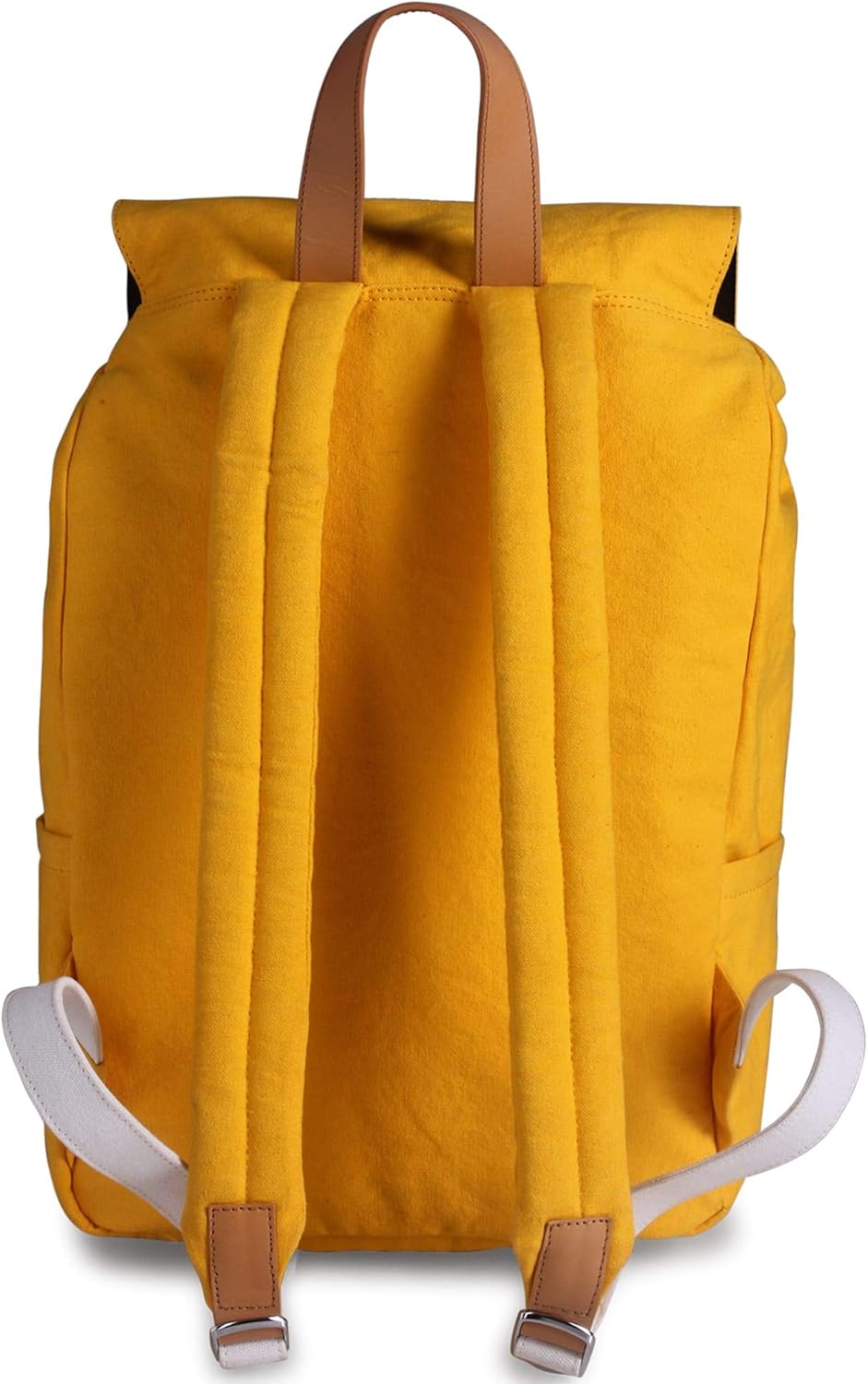 Svenklas Hagen Mochila  20 L de algodón orgánico italiano de cuero italiano 16″ pulgadas bolsa para portátil para hombres y mujeres, Limón cromo,