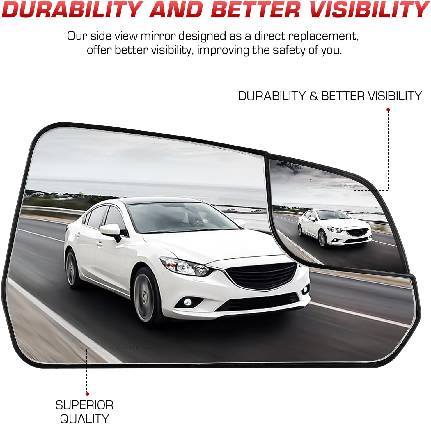Passenger & Drive – Juego de espejos calefactables laterales para Ford Mustang 2015, 2016, 2017, 2018, 2019, 2020, reemplazo FR3Z17K707T