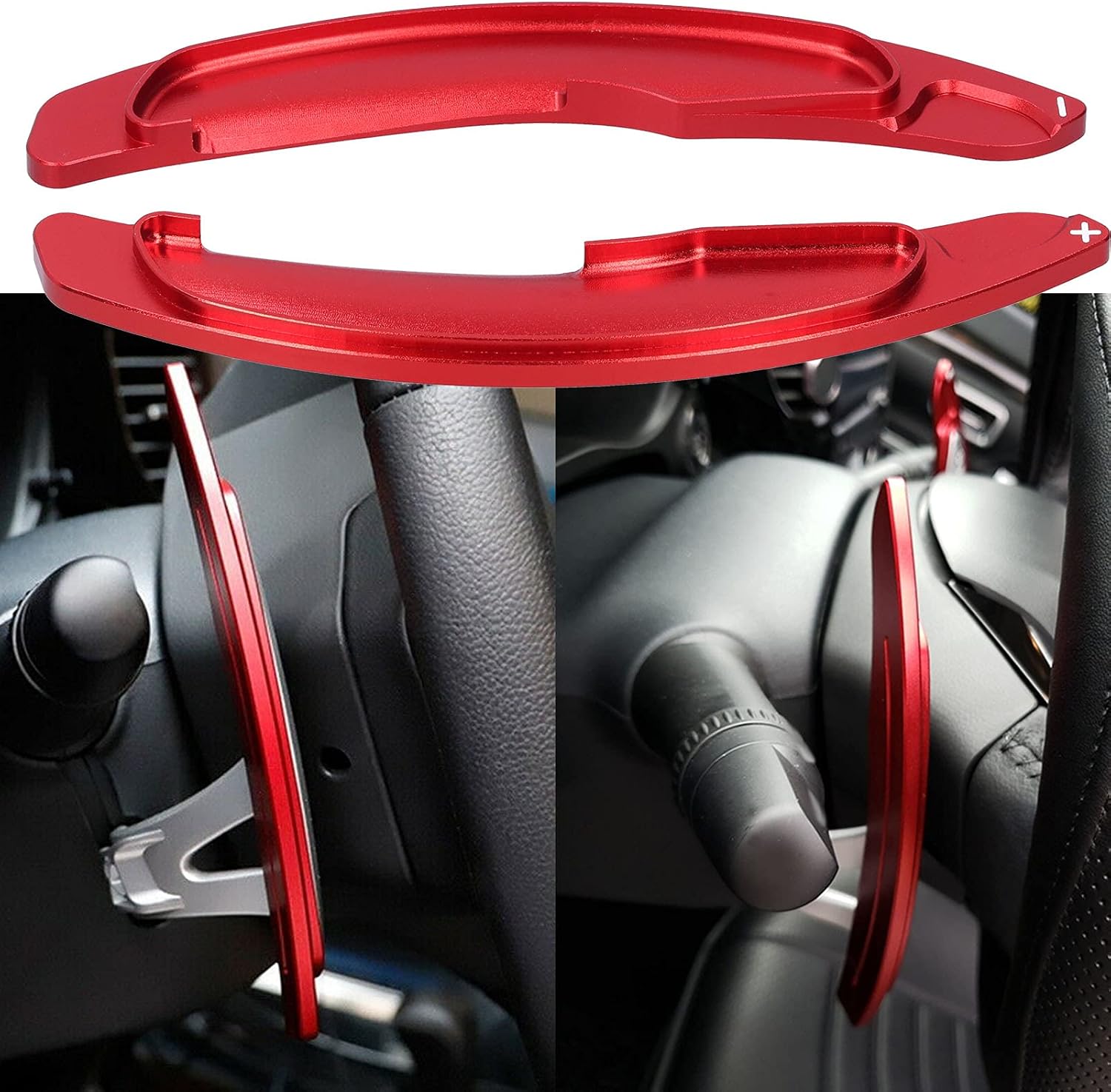 Qiilu Extensión de palanca de cambios para volante, hoja de cambio de volante de aleación de aluminio, color rojo, decoración extendida para