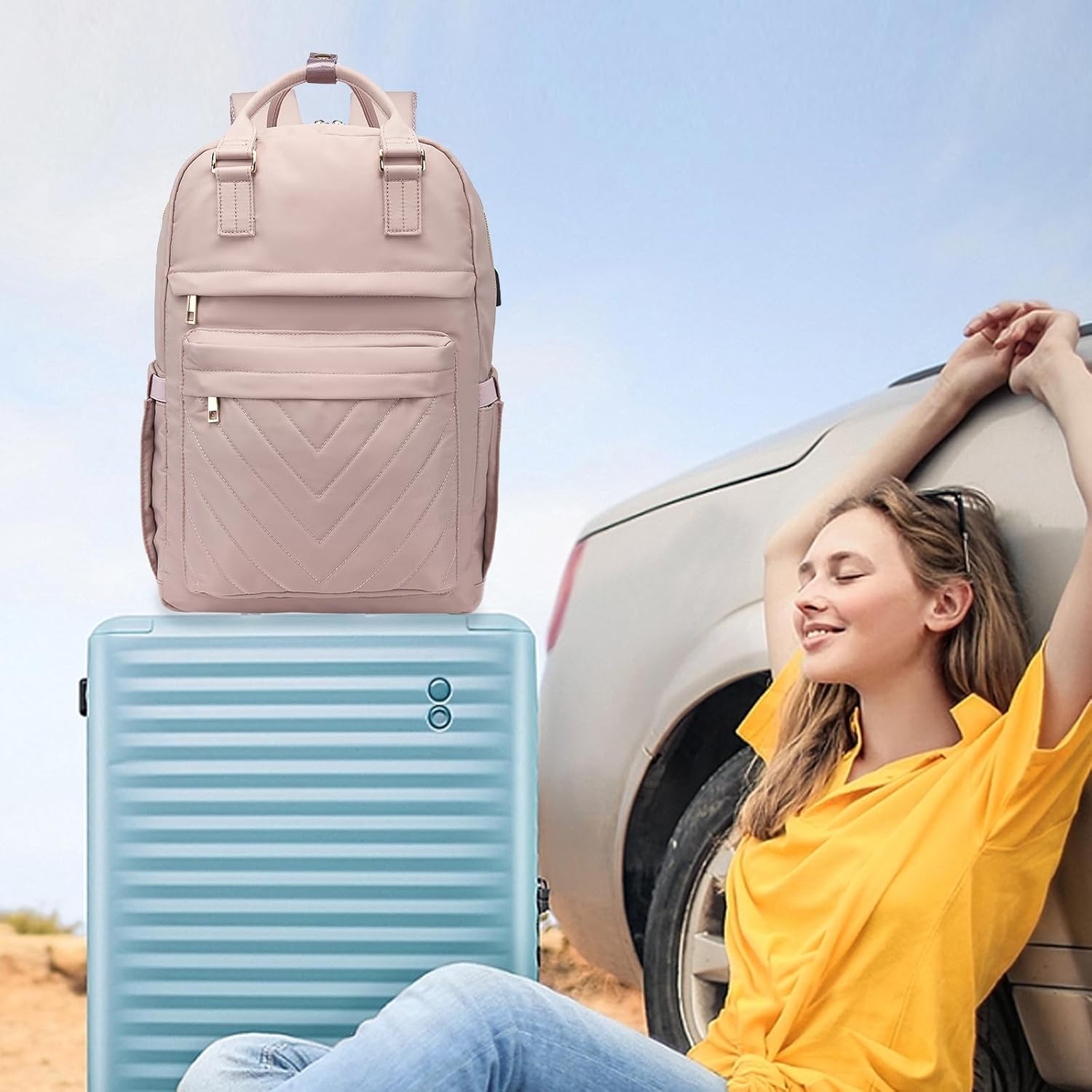 seyfocnia Mochila para laptop para mujer, rosa ( A01 Pink ), Computadora portátil