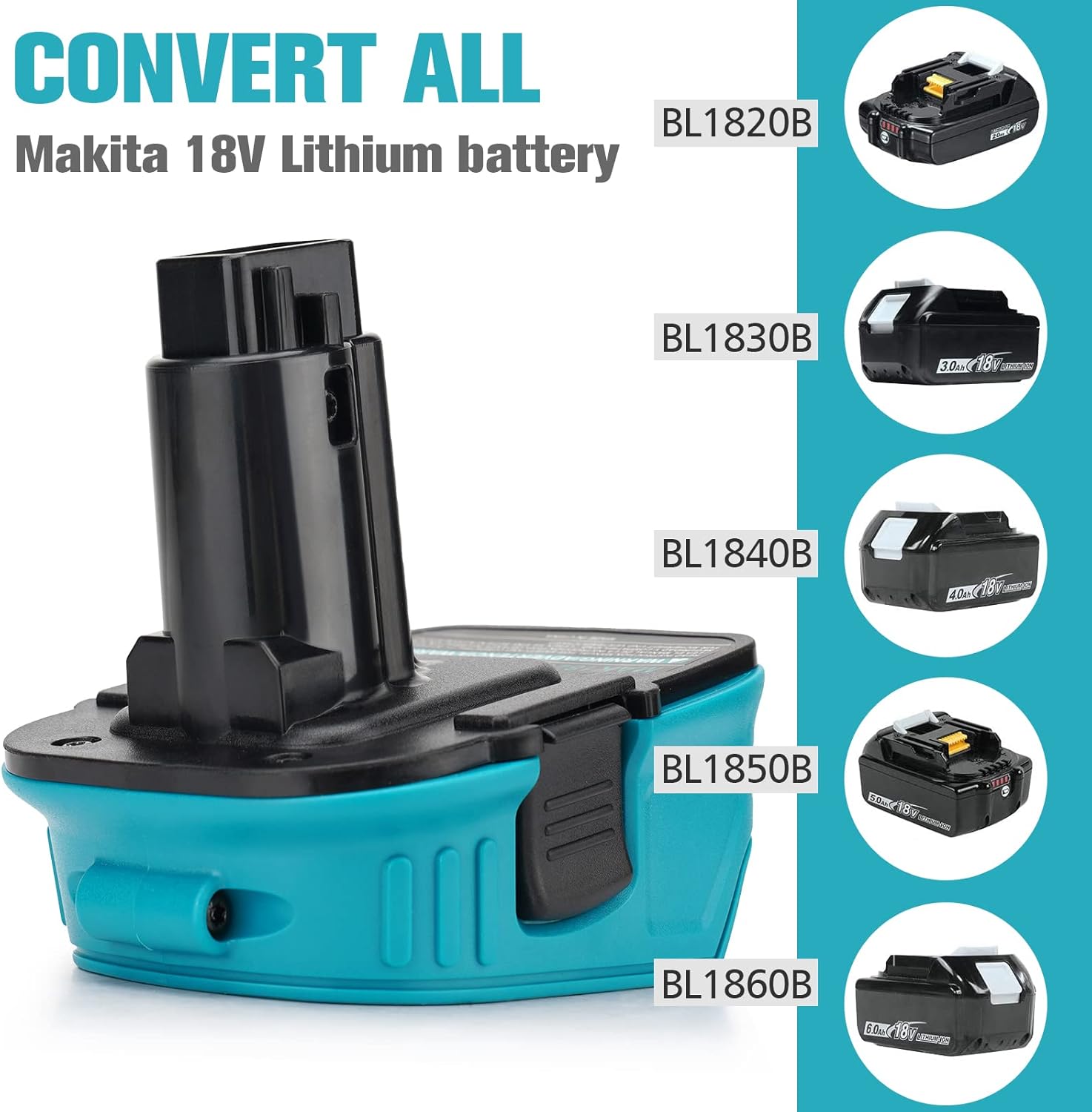 Adaptador de batería para Makita DCA1820 18V compatible con Makita Lithium Battery Convert para DeWalt CA1820 18V DC9180 DC9096 Uso de herramientas